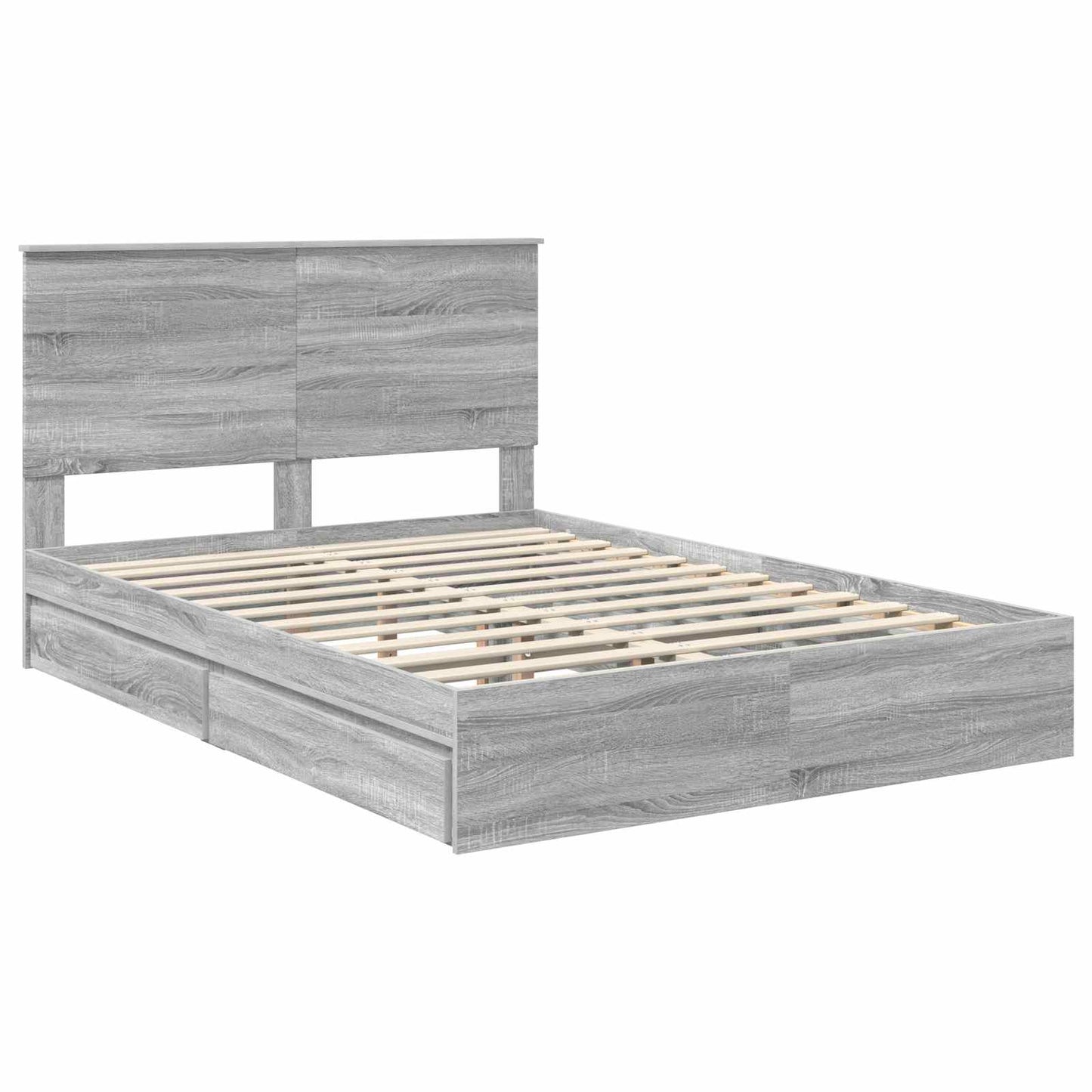 Storage Bed Grey Sonoma 140 x 200 cm Engineered Wood