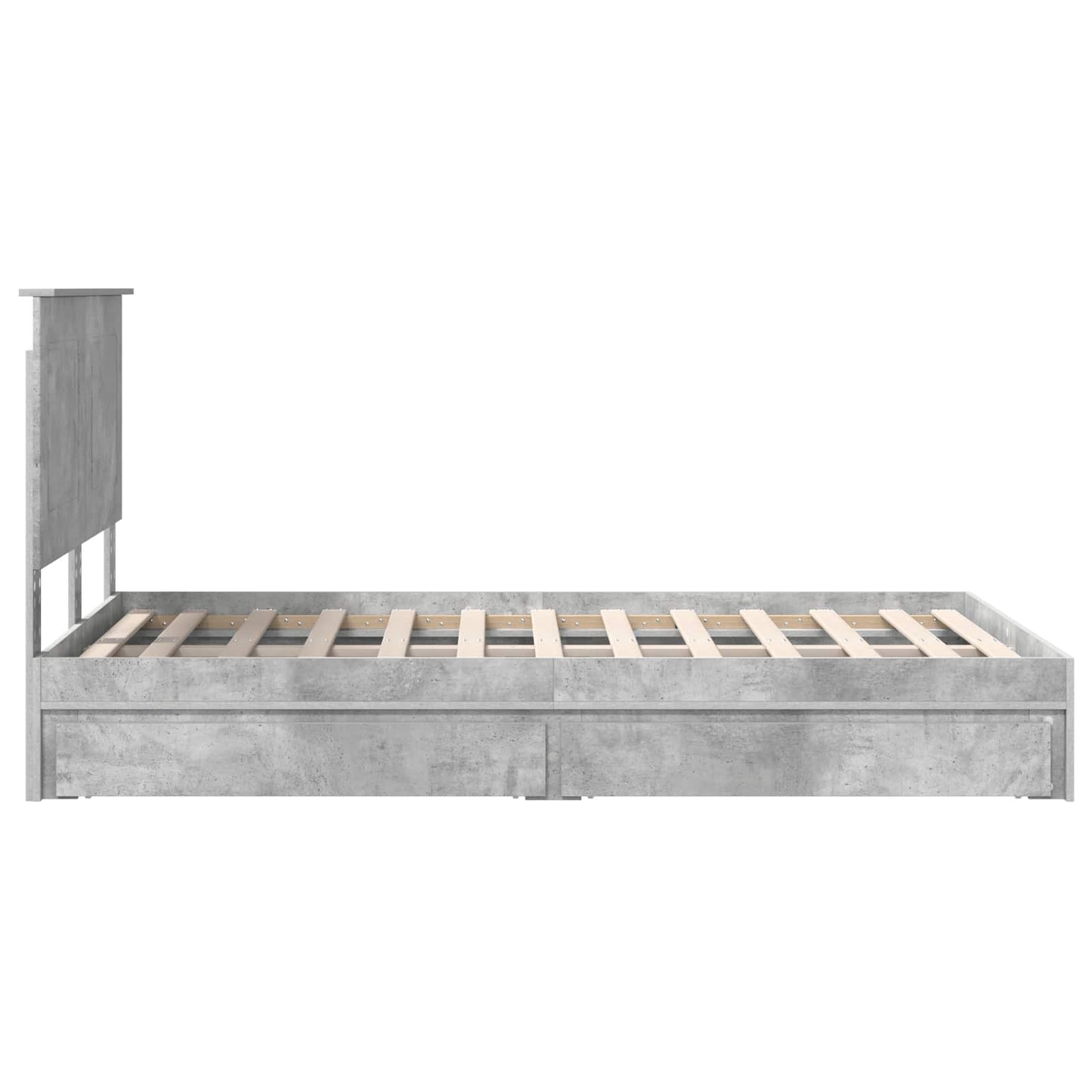 Storage Bed Concrete Grey 135 x 190 cm Engineered Wood