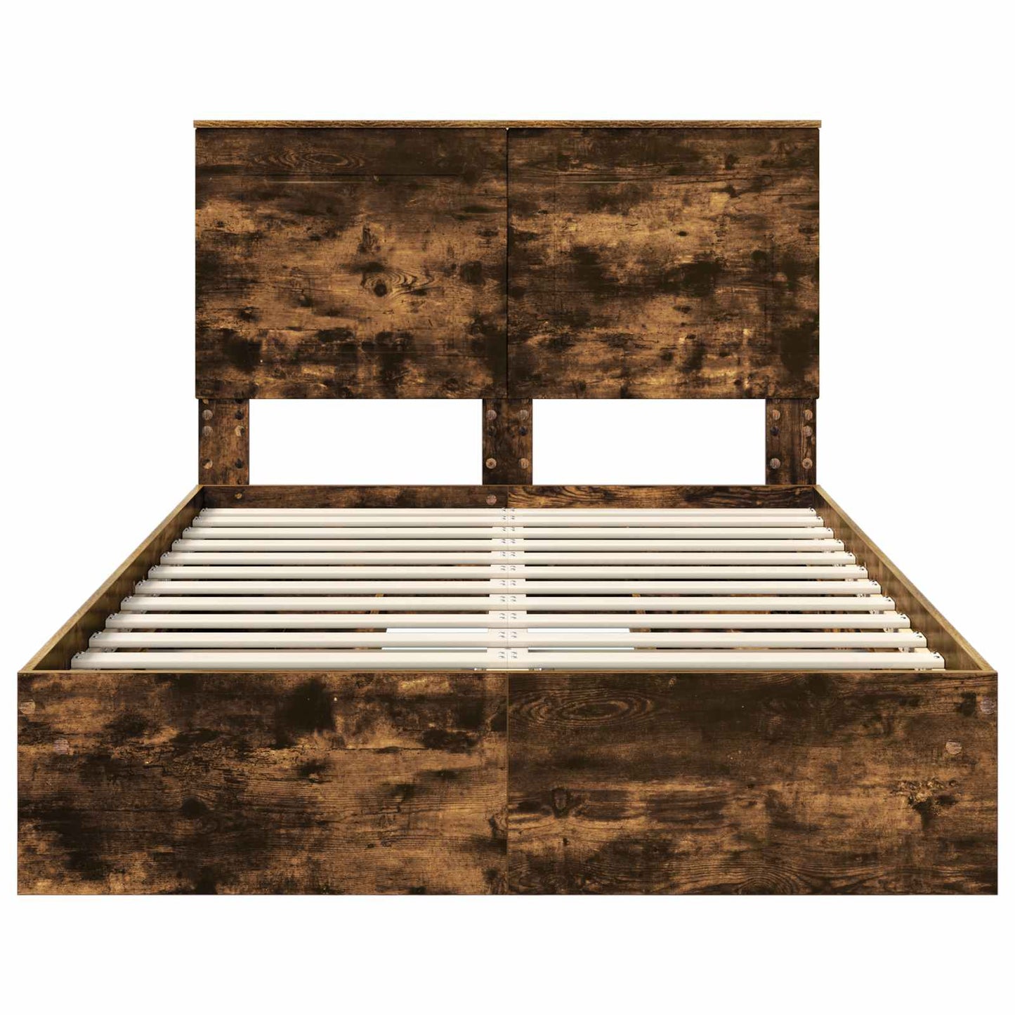 Storage Bed with Drawer Smoked Oak 135 x 190 cm Engineered Wood