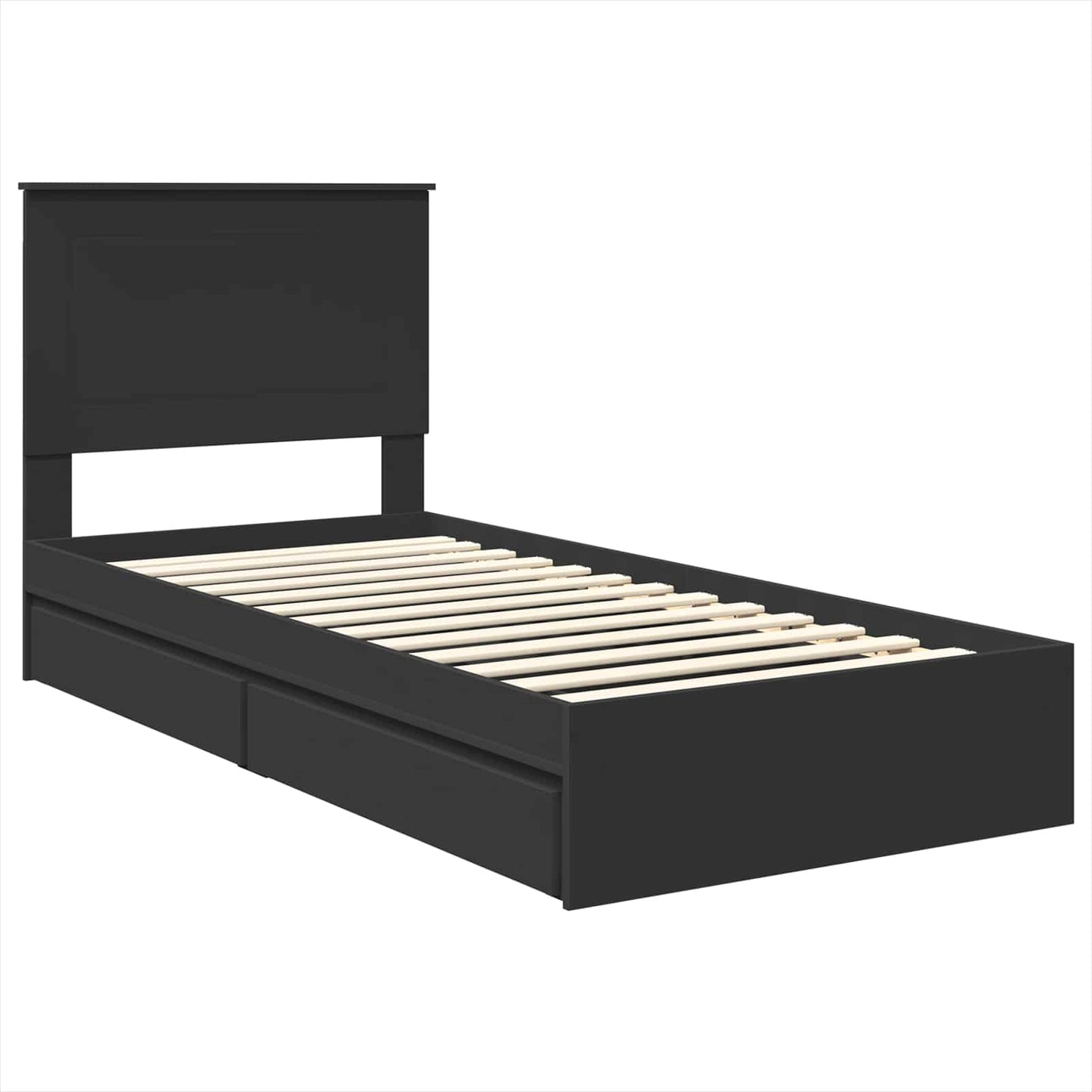 Storage Bed with Headboard Black 100 x 200 cm Engineered Wood