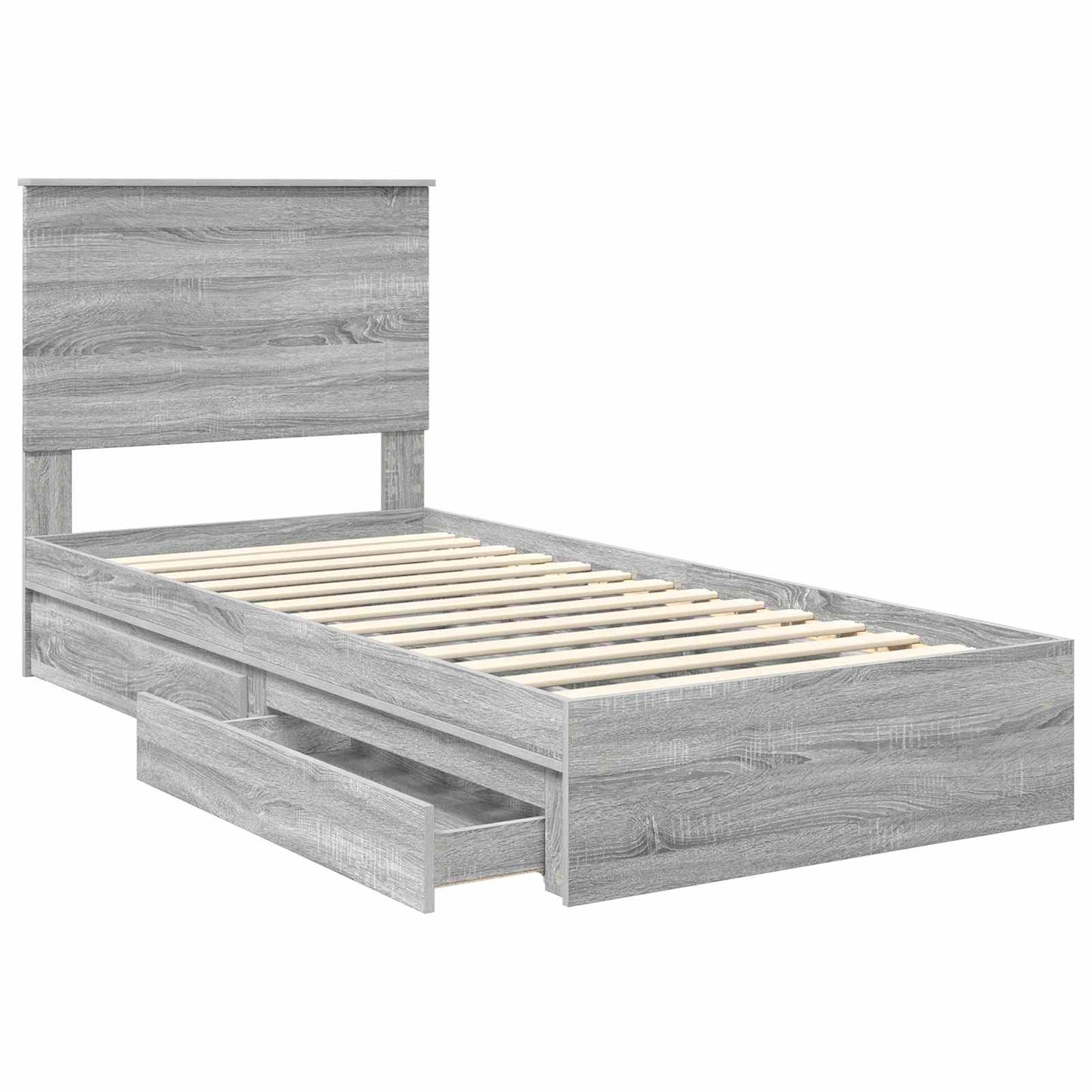 Storage Bed Grey Sonoma 100 x 200 cm Engineered Wood