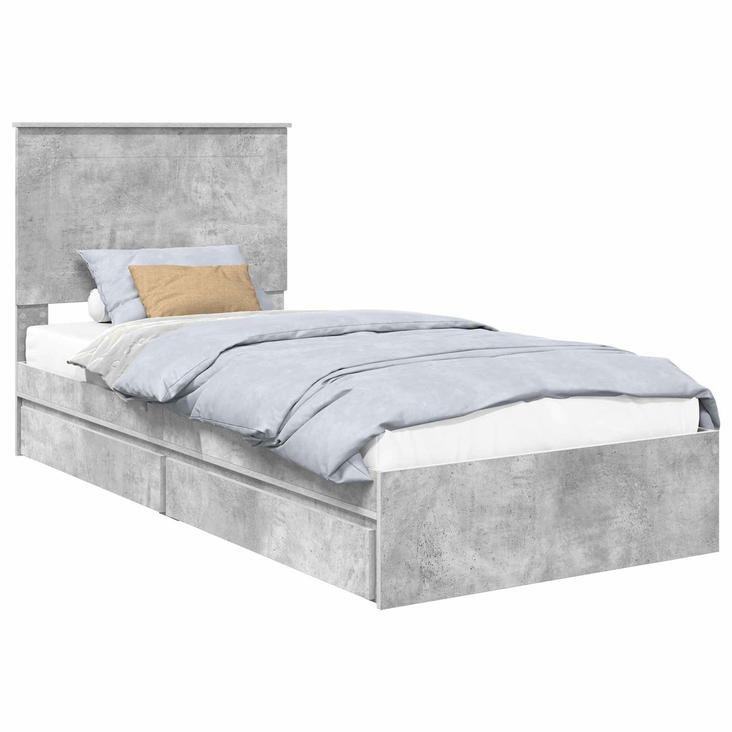 Storage Bed Concrete Grey 90 x 190 cm Engineered Wood