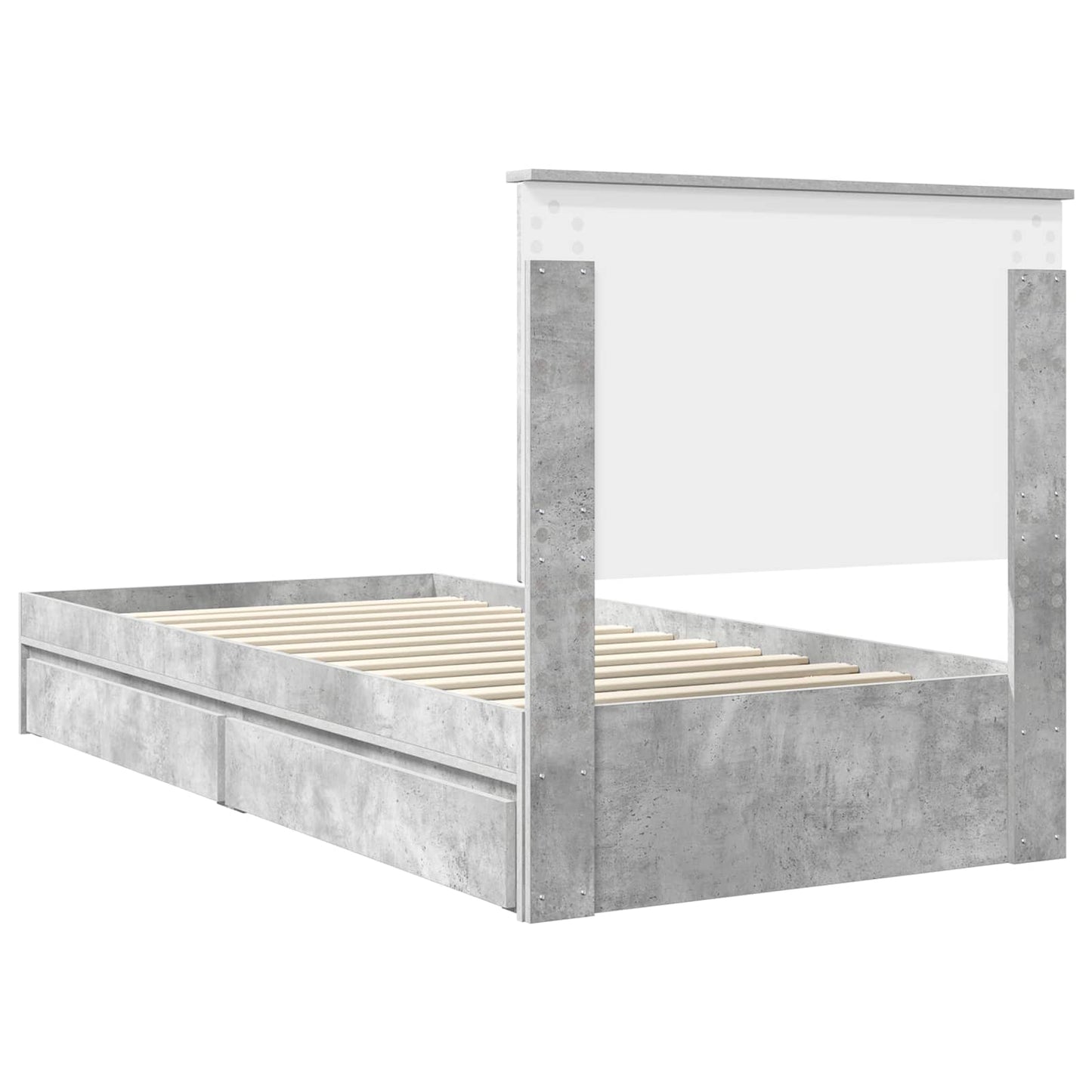 Storage Bed Concrete Grey 90 x 190 cm Engineered Wood
