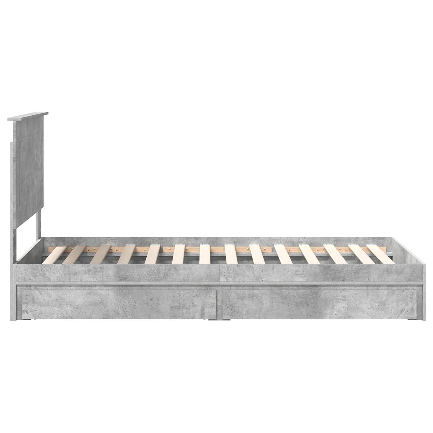 Storage Bed Concrete Grey 90 x 190 cm Engineered Wood