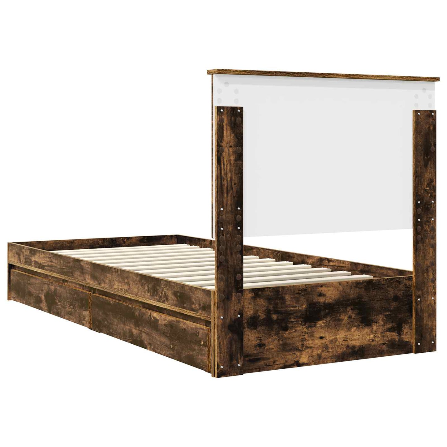 Storage Bed with Drawer Smoked Oak 90 x 190 cm Engineered Wood