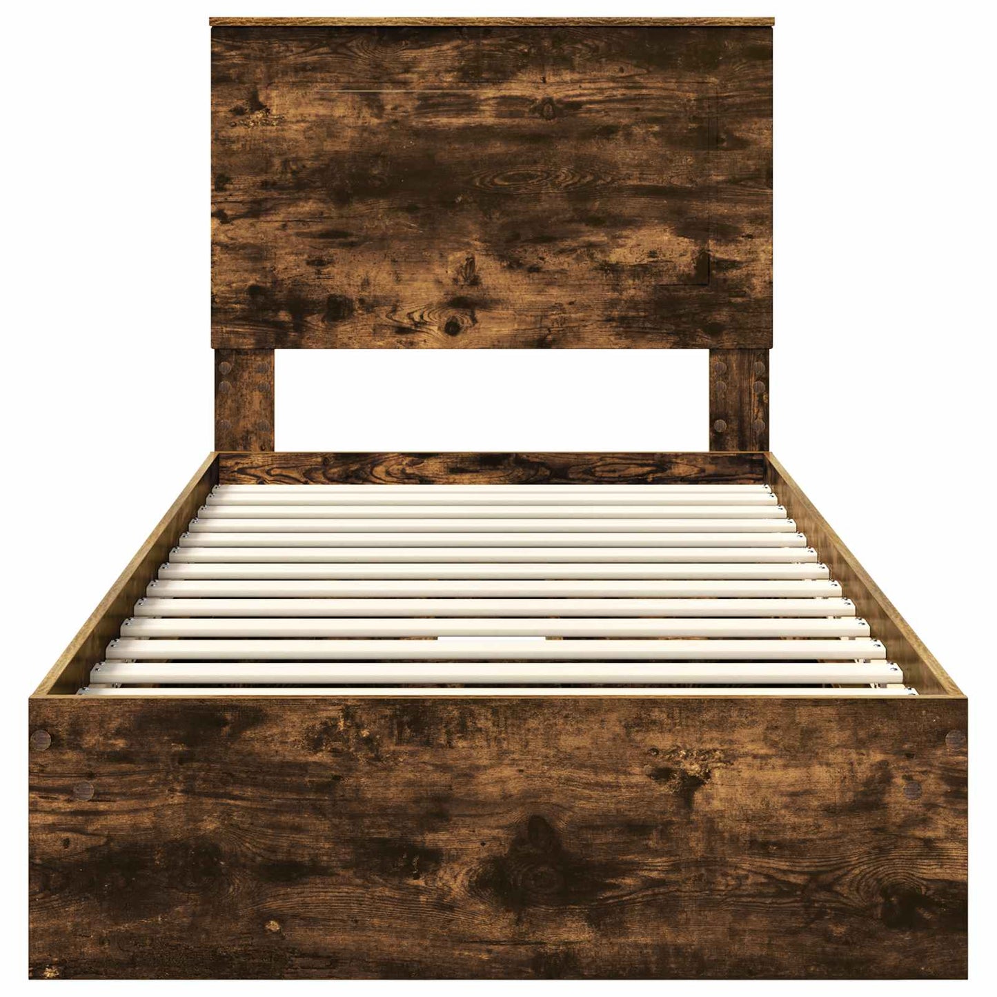 Storage Bed with Drawer Smoked Oak 90 x 190 cm Engineered Wood