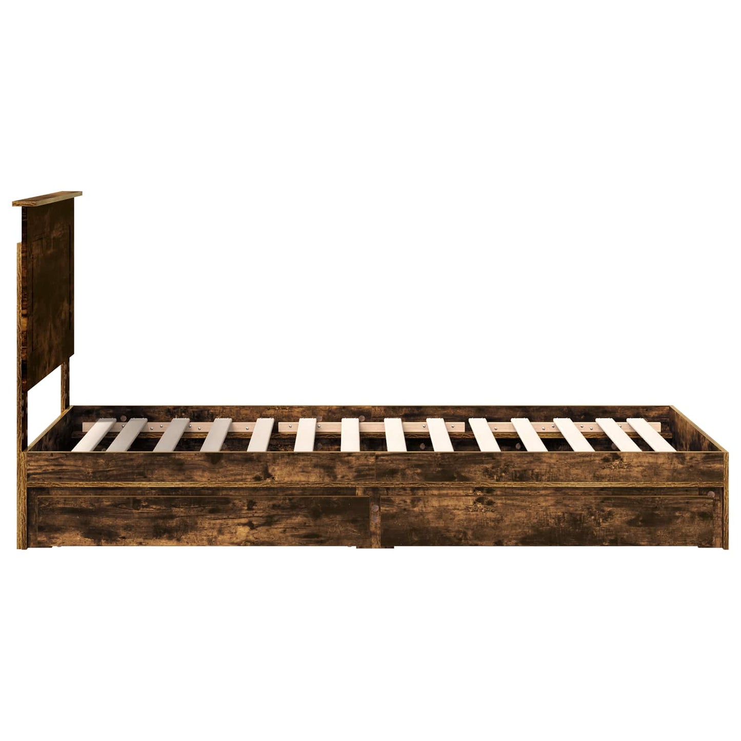 Storage Bed with Drawer Smoked Oak 90 x 190 cm Engineered Wood