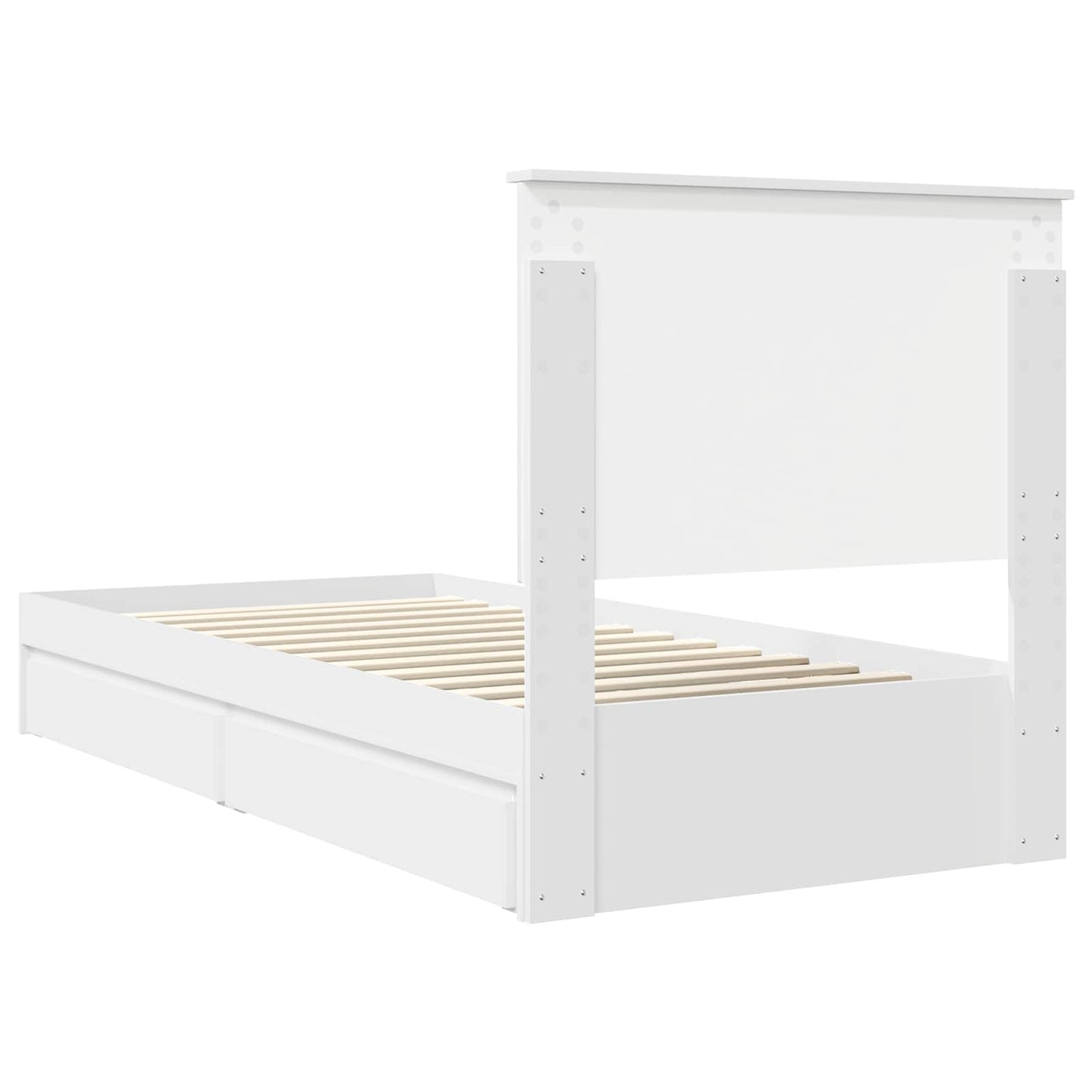 Storage Bed with Headboard White 90 x 200 cm Engineered Wood