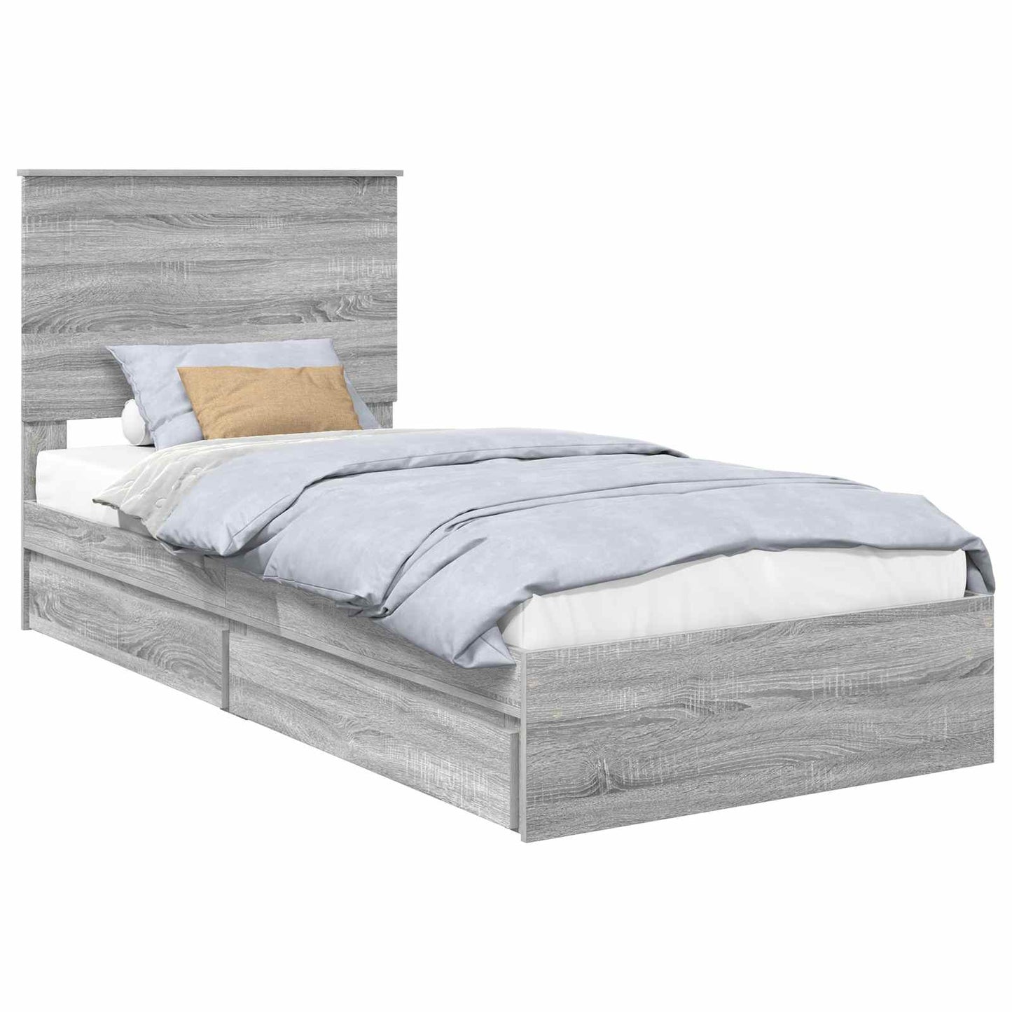 Storage Bed with Drawer Grey Sonoma 90 x 200 cm Engineered Wood
