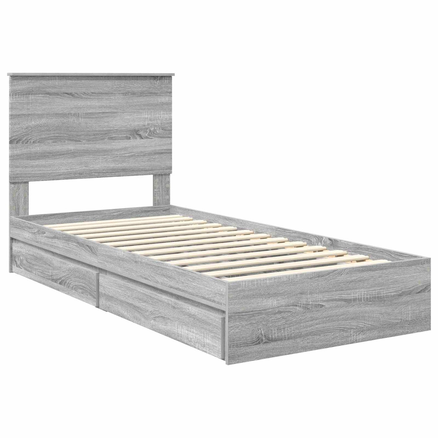 Storage Bed with Drawer Grey Sonoma 90 x 200 cm Engineered Wood