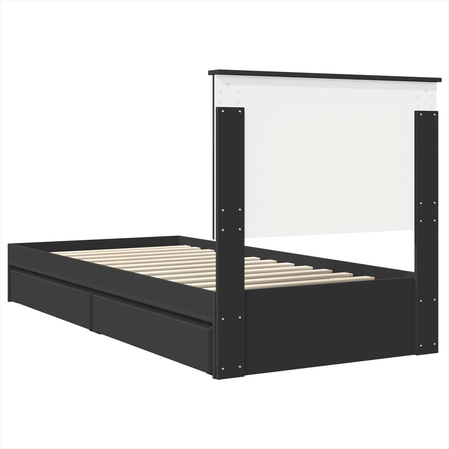 Storage Bed with Headboard Black 75 x 190 cm Engineered Wood