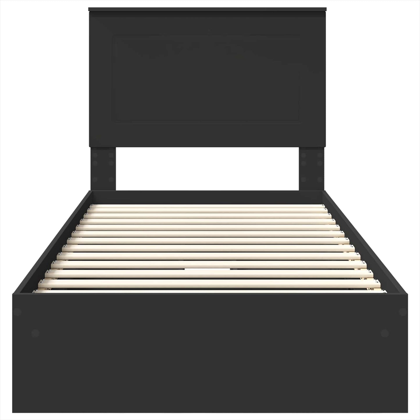 Storage Bed with Headboard Black 75 x 190 cm Engineered Wood
