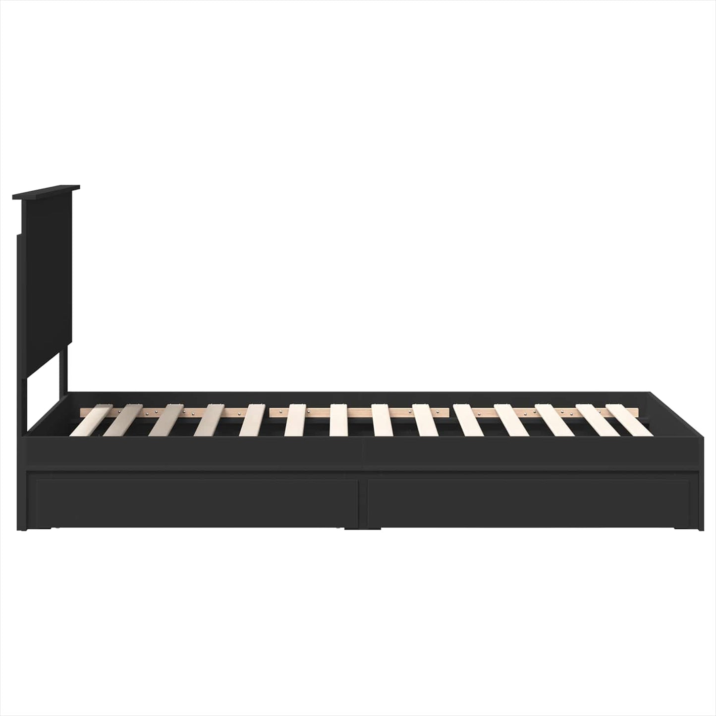 Storage Bed with Headboard Black 75 x 190 cm Engineered Wood