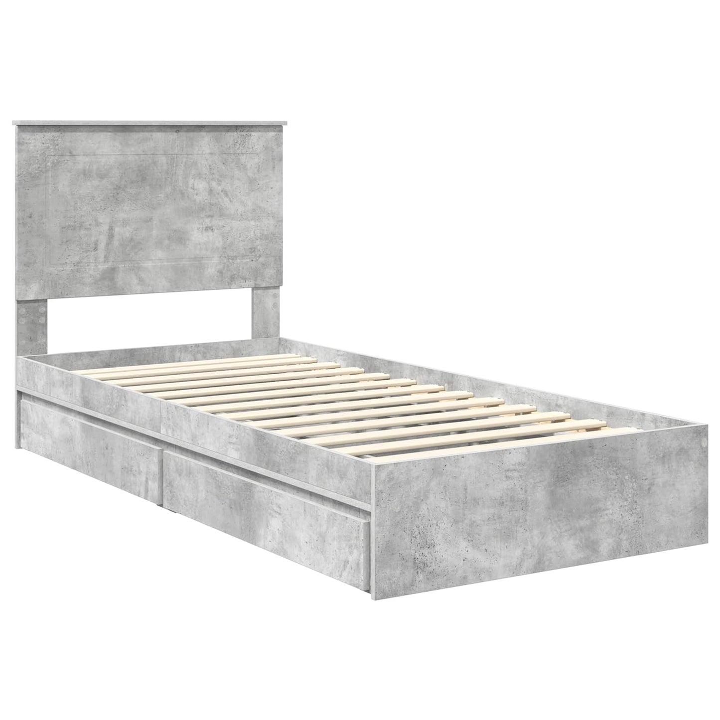Storage Bed Concrete Grey 75 x 190 cm Engineered Wood