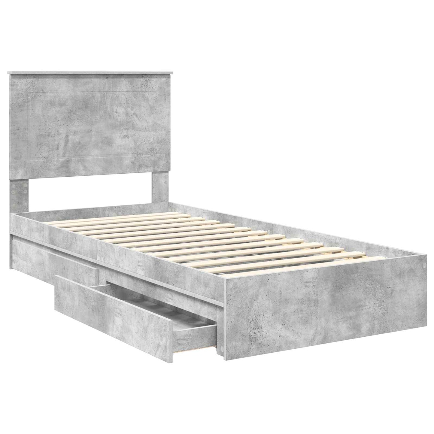Storage Bed Concrete Grey 75 x 190 cm Engineered Wood