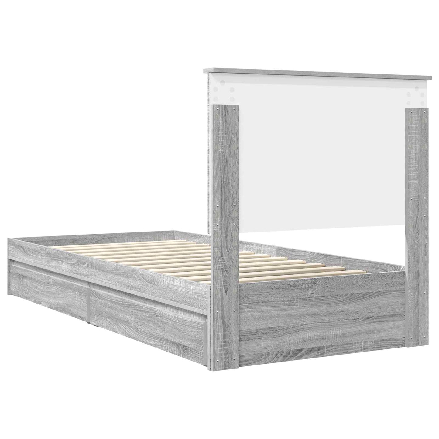 Storage Bed with Drawer Grey Sonoma 75 x 190 cm Engineered Wood