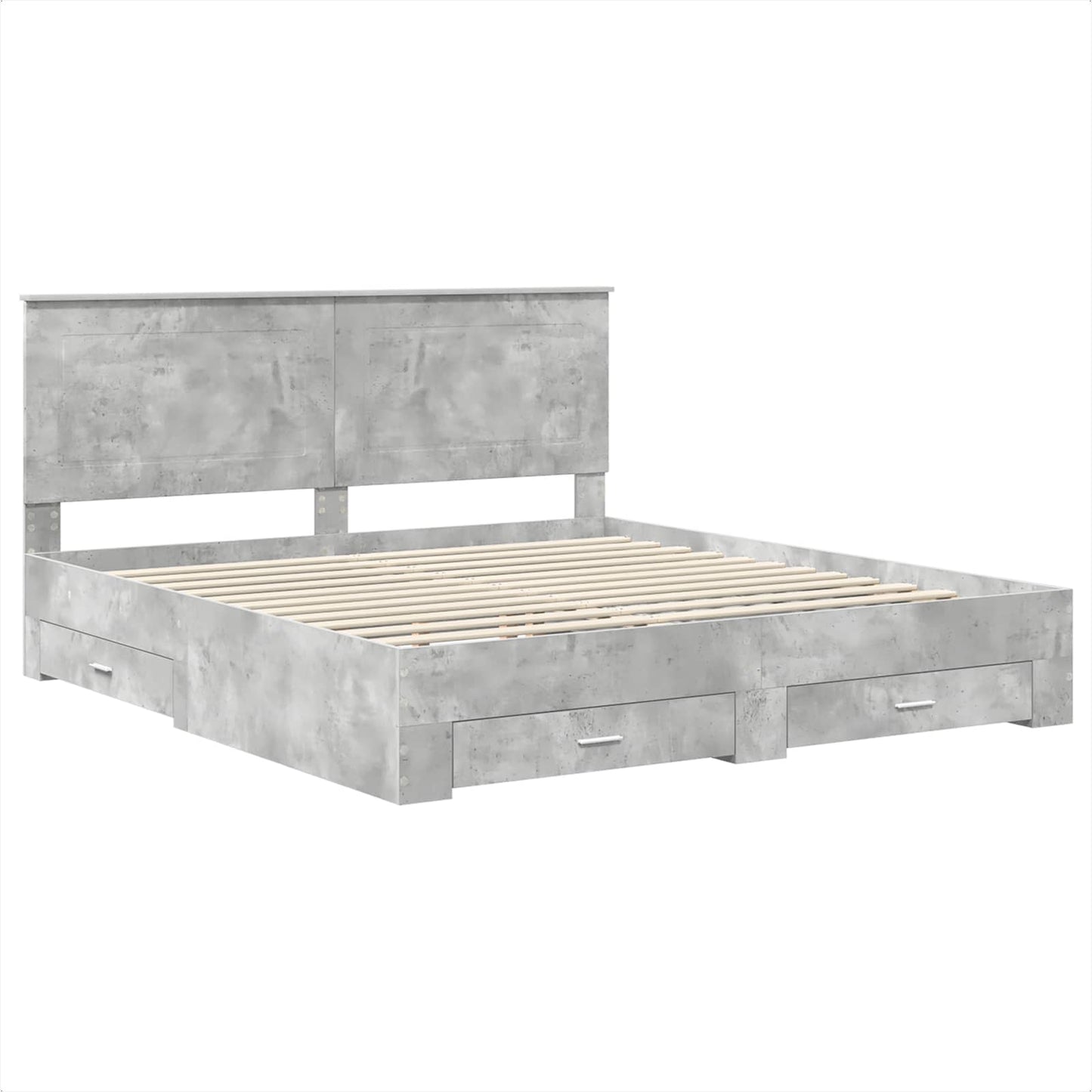 Bed Frame Concrete Grey 200 x 200 cm Engineered Wood