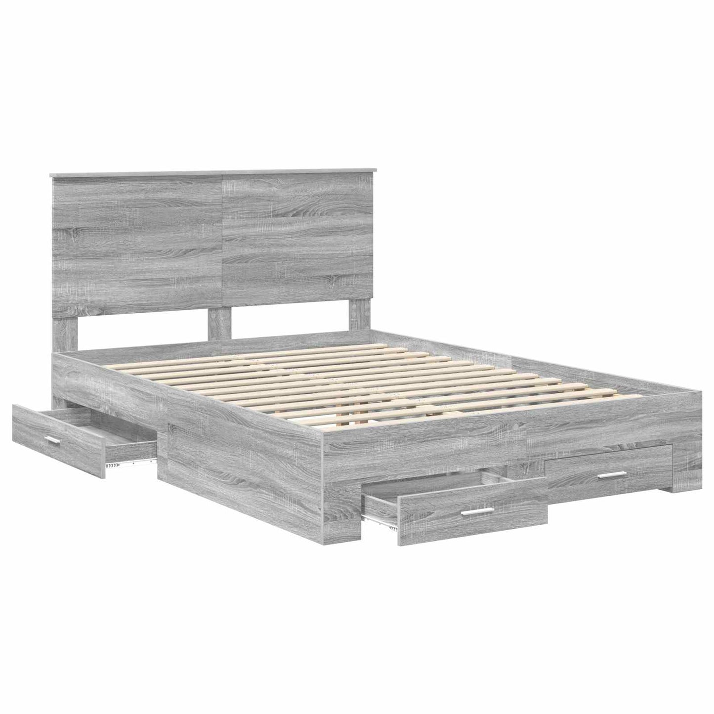 Bed Frame with Drawer Grey Sonoma 160 x 200 cm Engineered Wood