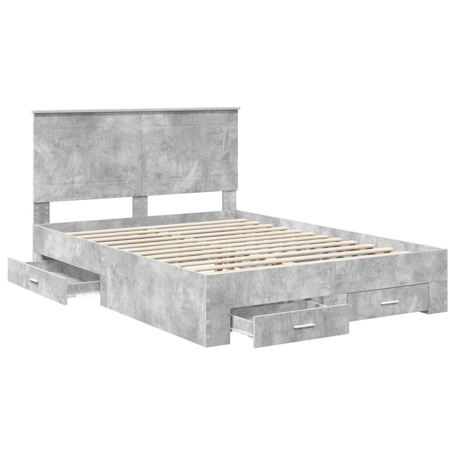 Bed Frame Concrete Grey 150 x 200 cm Engineered Wood