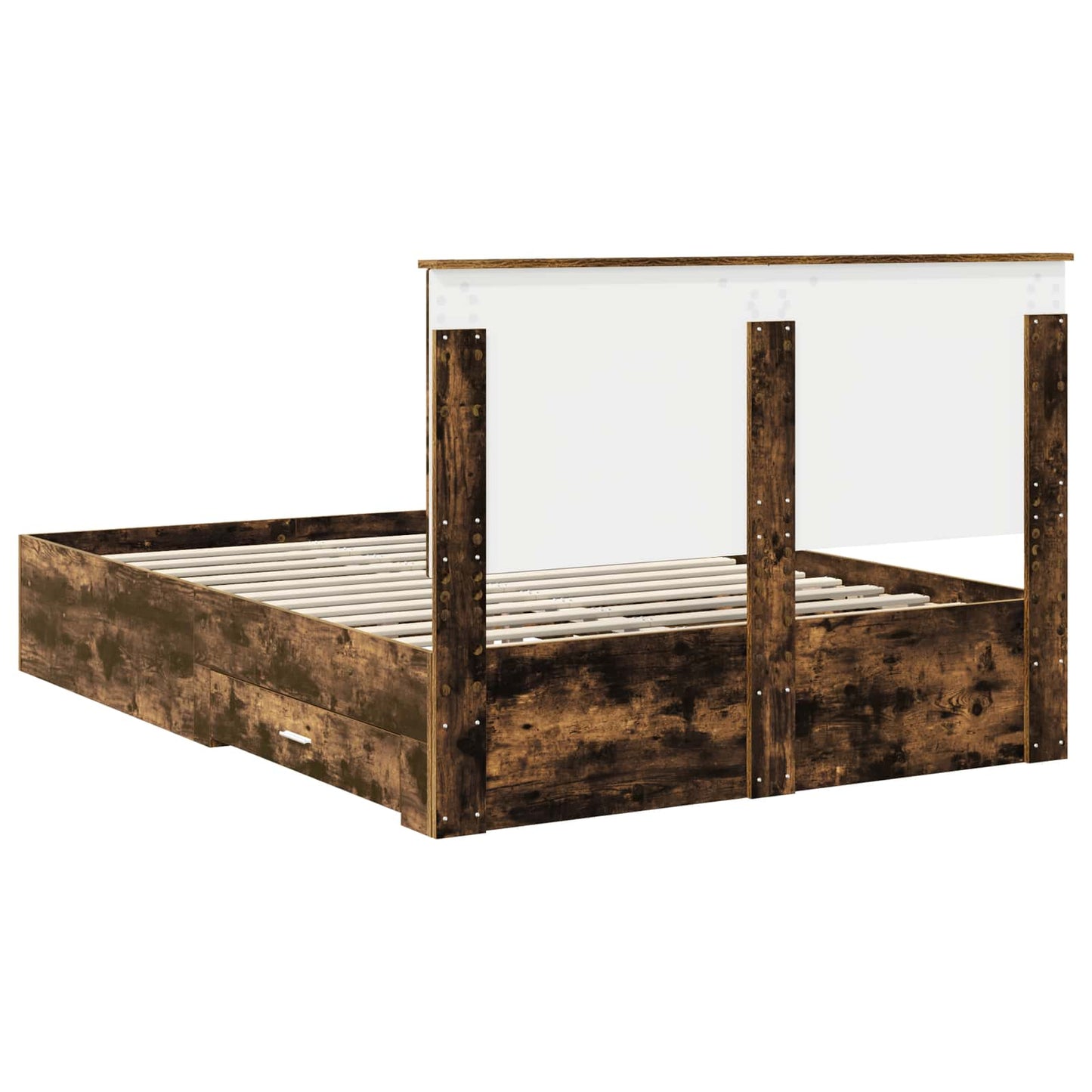 Bed Frame with Drawer Smoked Oak 140 x 200 cm Engineered Wood