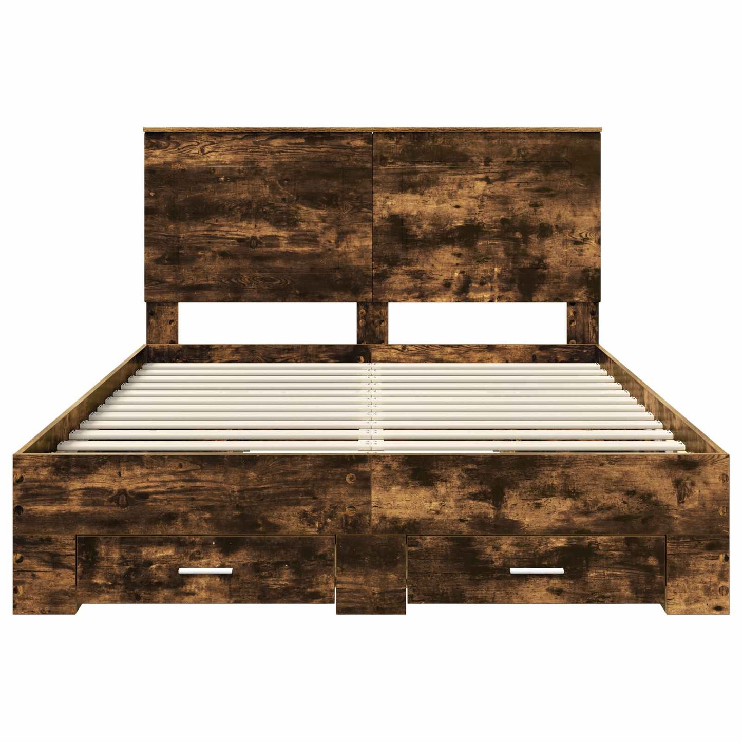 Bed Frame with Drawer Smoked Oak 140 x 200 cm Engineered Wood