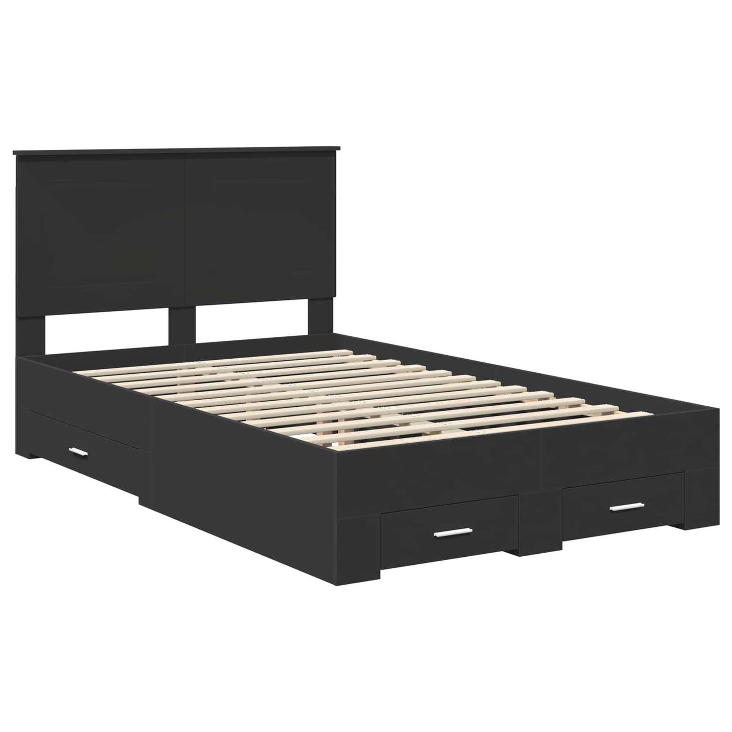 Bed Frame with Headboard Black 135 x 190 cm Engineered Wood