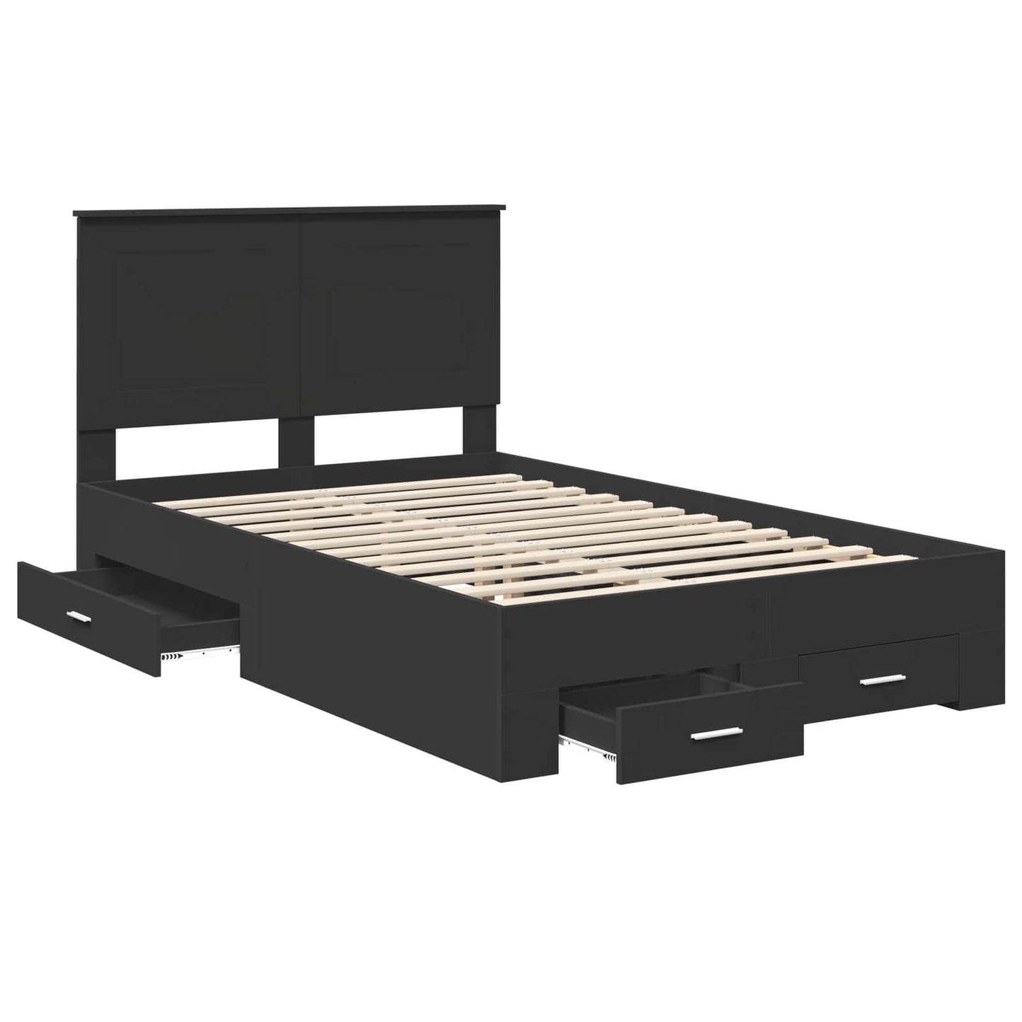 Bed Frame with Headboard Black 135 x 190 cm Engineered Wood