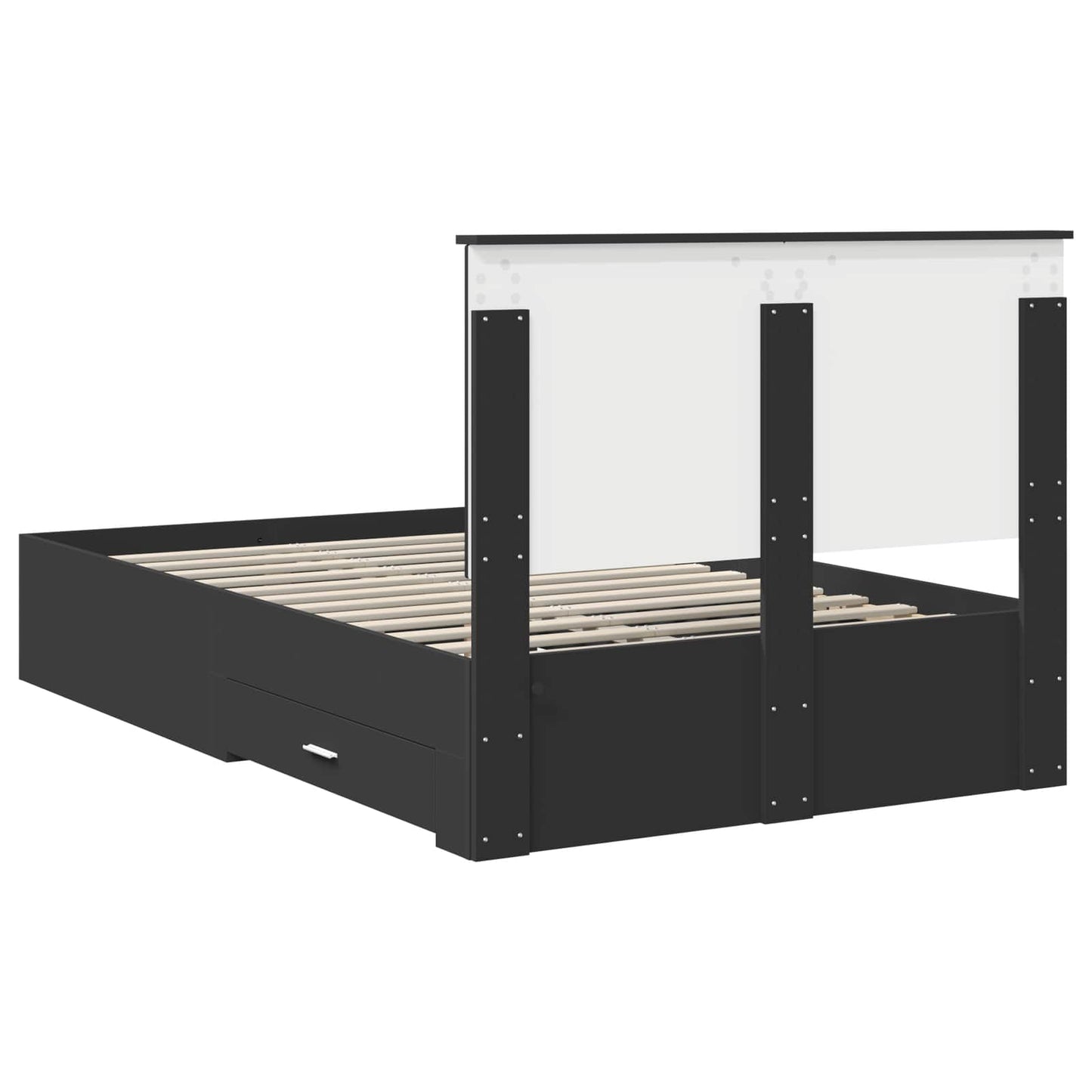 Bed Frame with Headboard Black 135 x 190 cm Engineered Wood