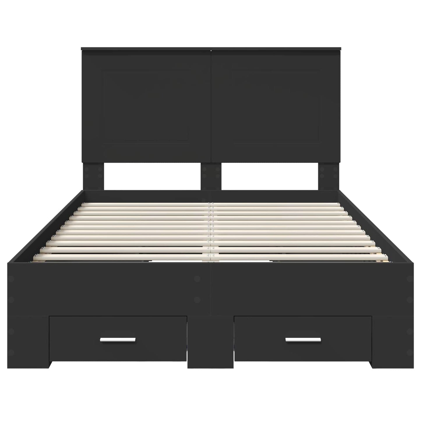 Bed Frame with Headboard Black 135 x 190 cm Engineered Wood