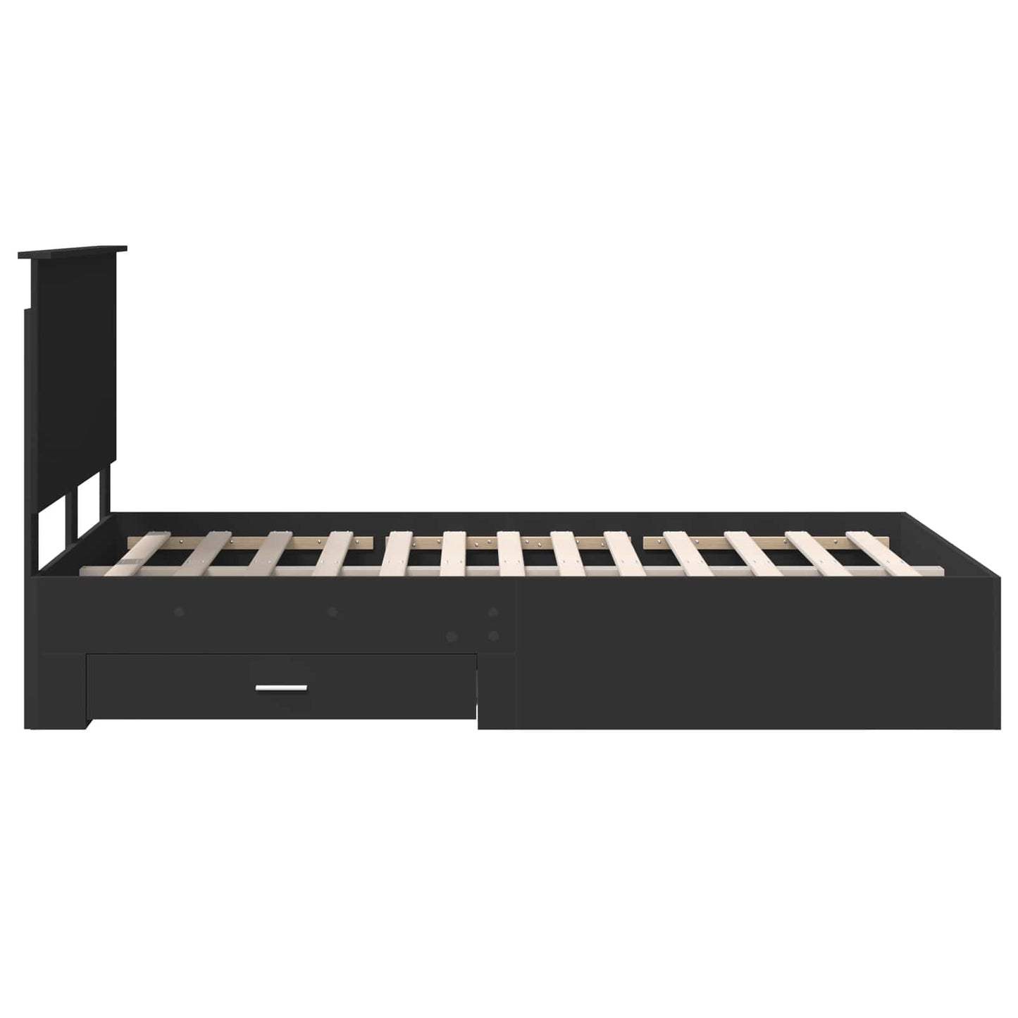 Bed Frame with Headboard Black 135 x 190 cm Engineered Wood