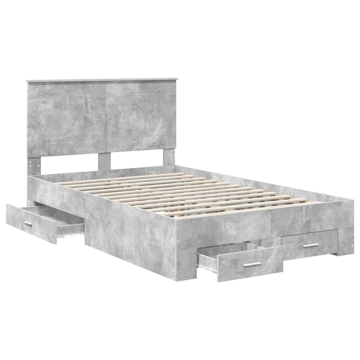 Bed Frame Concrete Grey 135 x 190 cm Engineered Wood