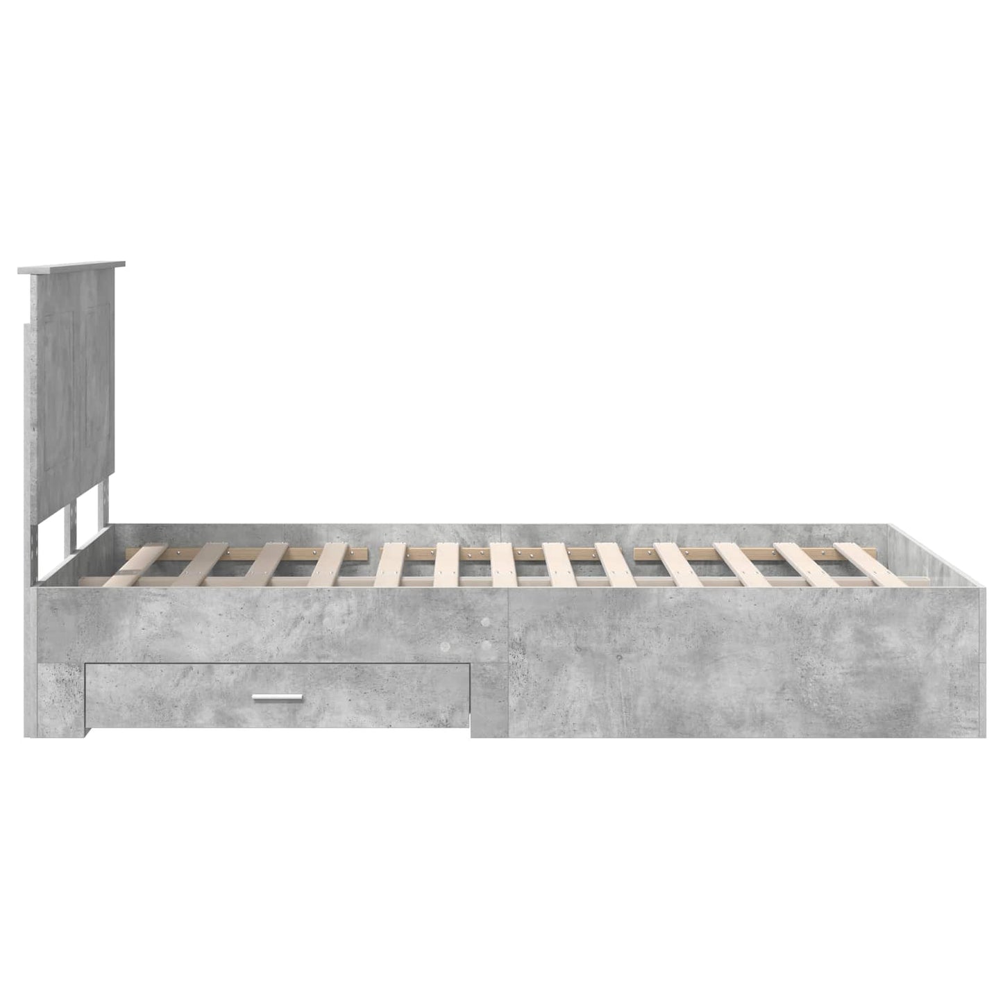 Bed Frame Concrete Grey 135 x 190 cm Engineered Wood