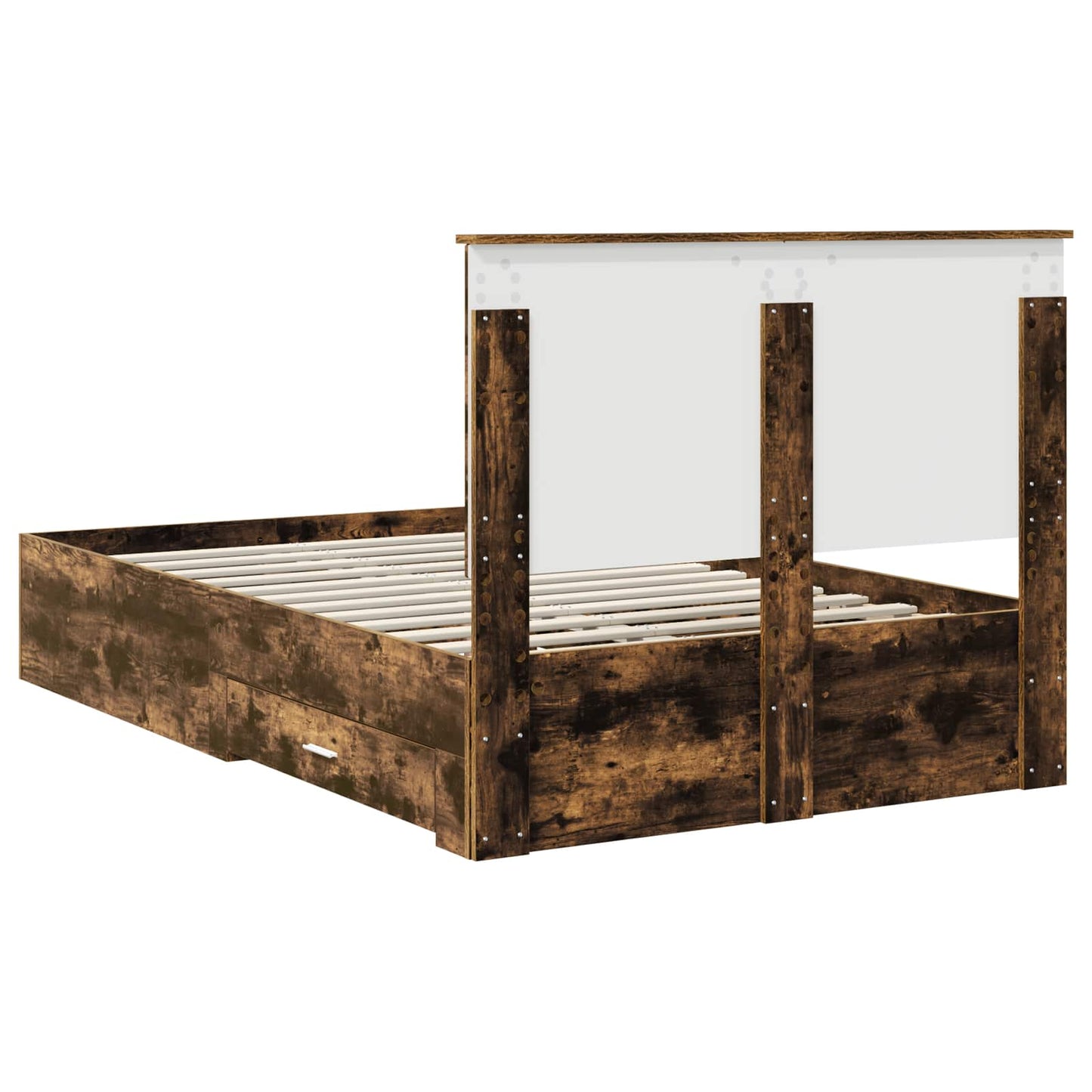 Bed Frame with Drawer Smoked Oak 135 x 190 cm Engineered Wood