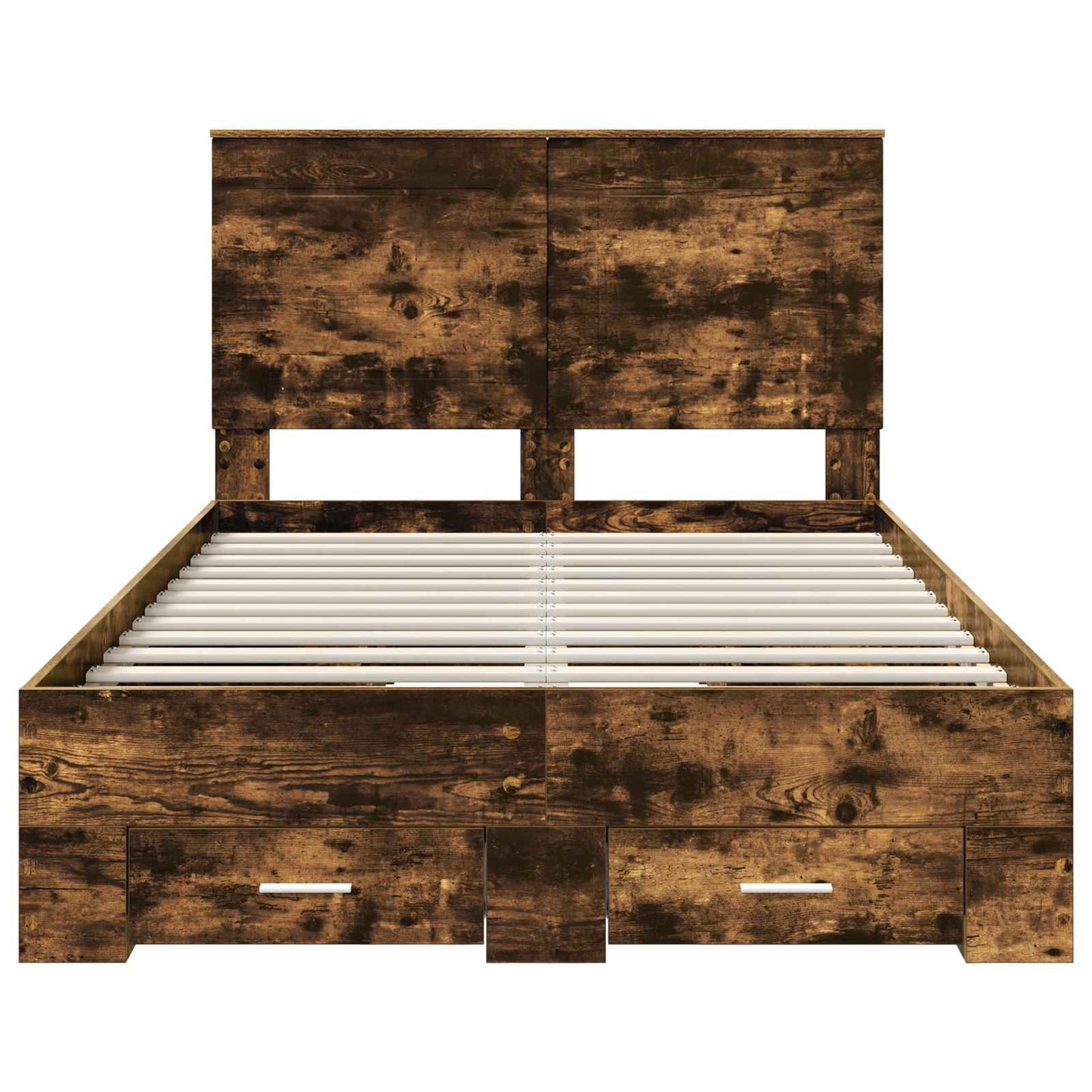 Bed Frame with Drawer Smoked Oak 135 x 190 cm Engineered Wood