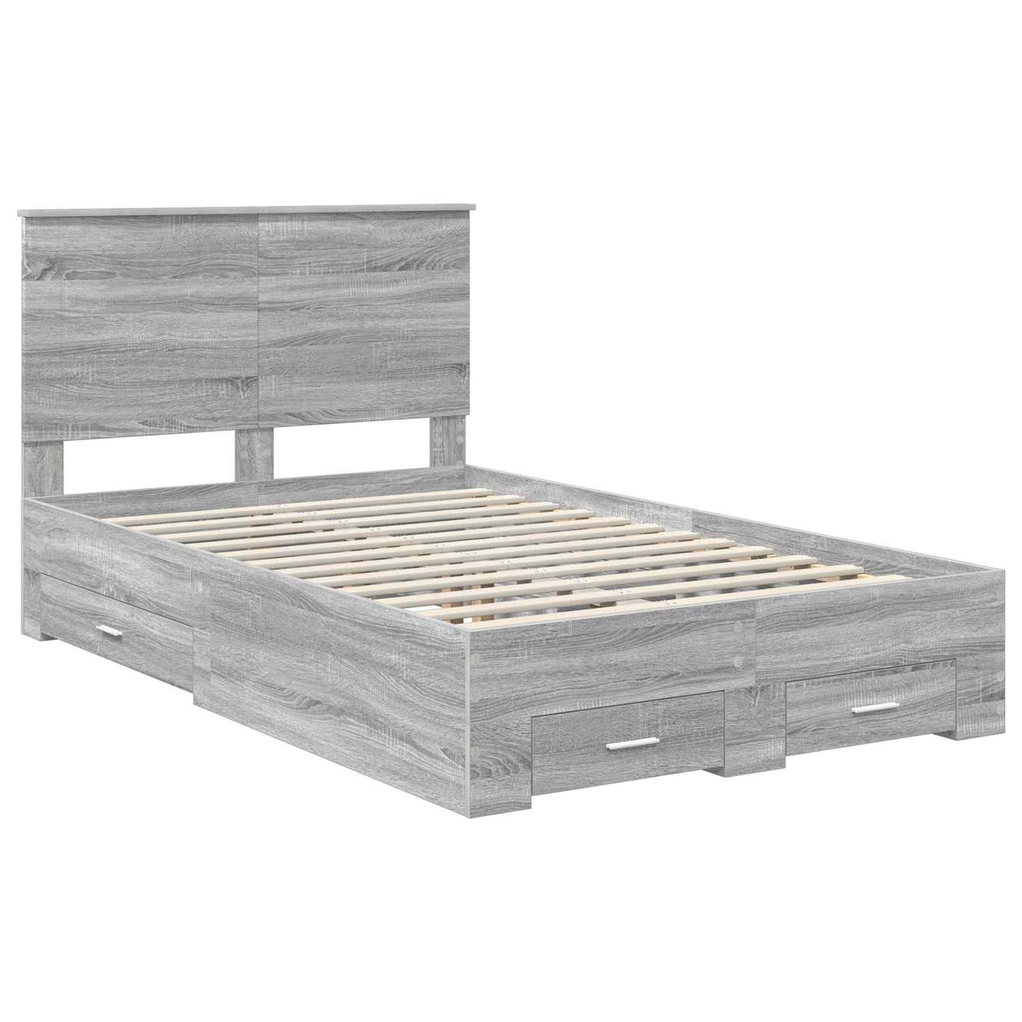 Bed Frame with Drawer Grey Sonoma 135 x 190 cm Engineered Wood