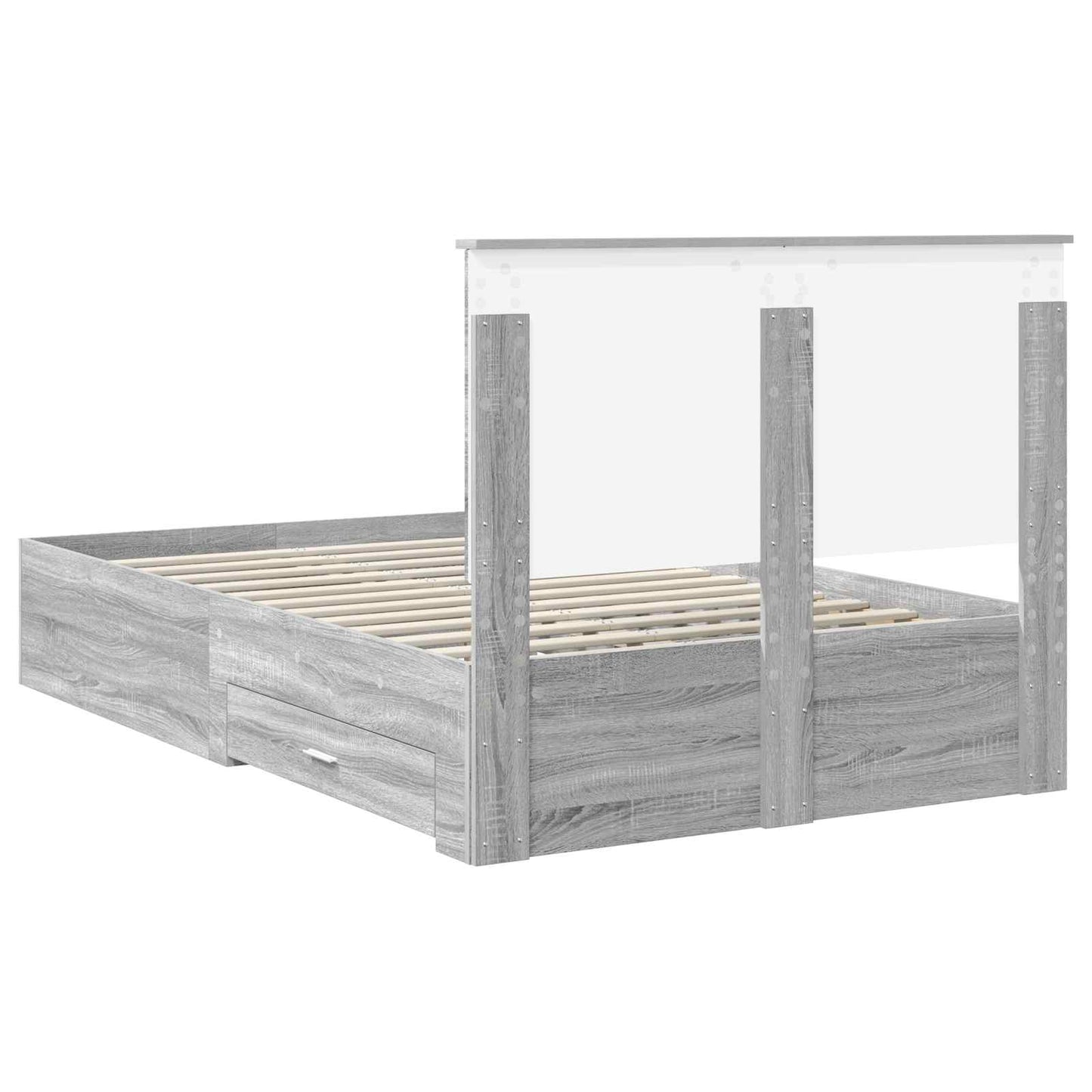 Bed Frame with Drawer Grey Sonoma 135 x 190 cm Engineered Wood