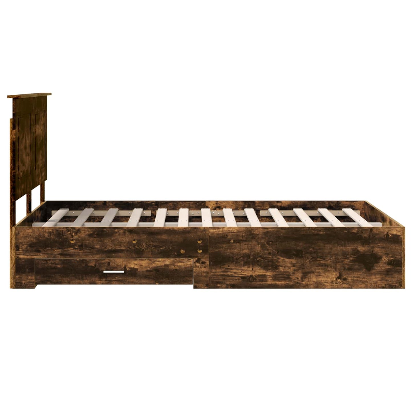 Bed Frame with Drawer Smoked Oak 120 x 190 cm Engineered Wood