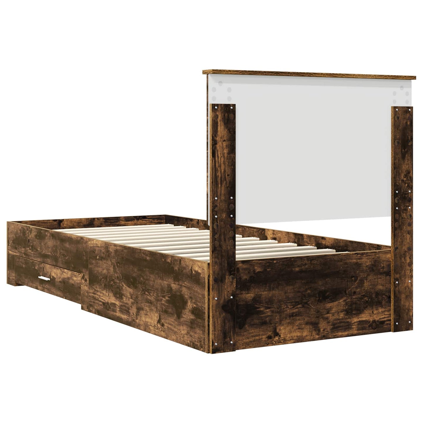 Bed Frame with Drawer Smoked Oak 100 x 200 cm Engineered Wood