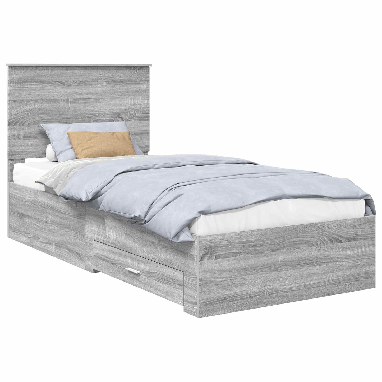 Bed Frame with Drawer Grey Sonoma 100 x 200 cm Engineered Wood