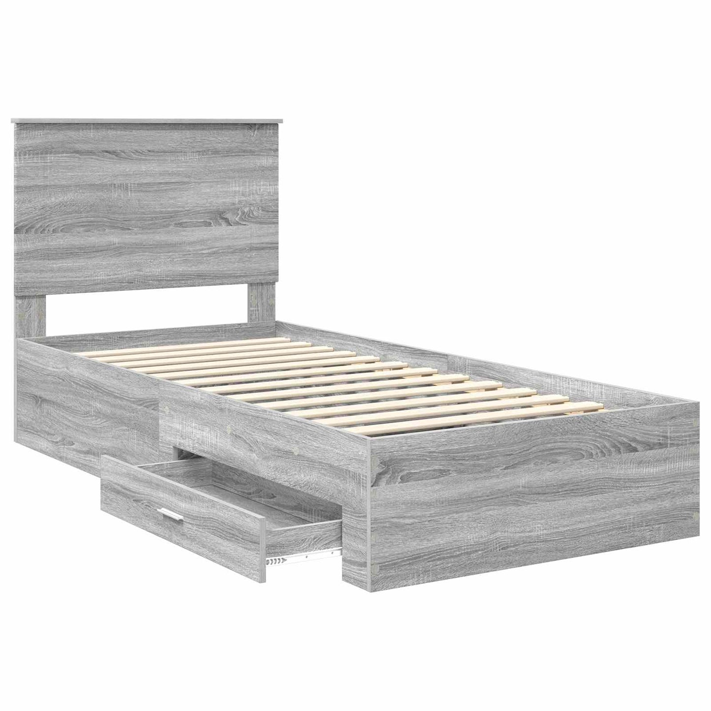 Bed Frame with Drawer Grey Sonoma 100 x 200 cm Engineered Wood