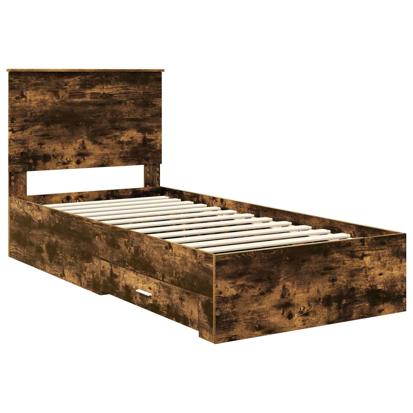 Bed Frame with Headboard Smoked Oak 90 x 190 cm Engineered Wood