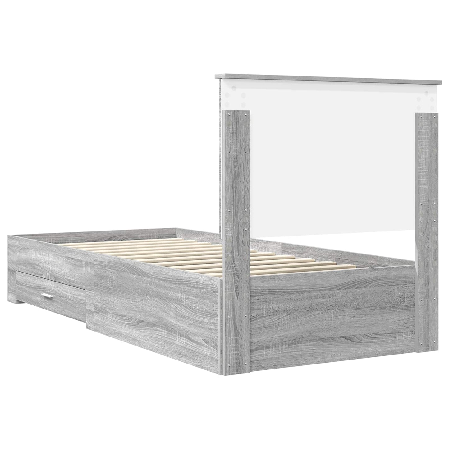 Bed Frame with Drawer Grey Sonoma 90 x 190 cm Engineered Wood