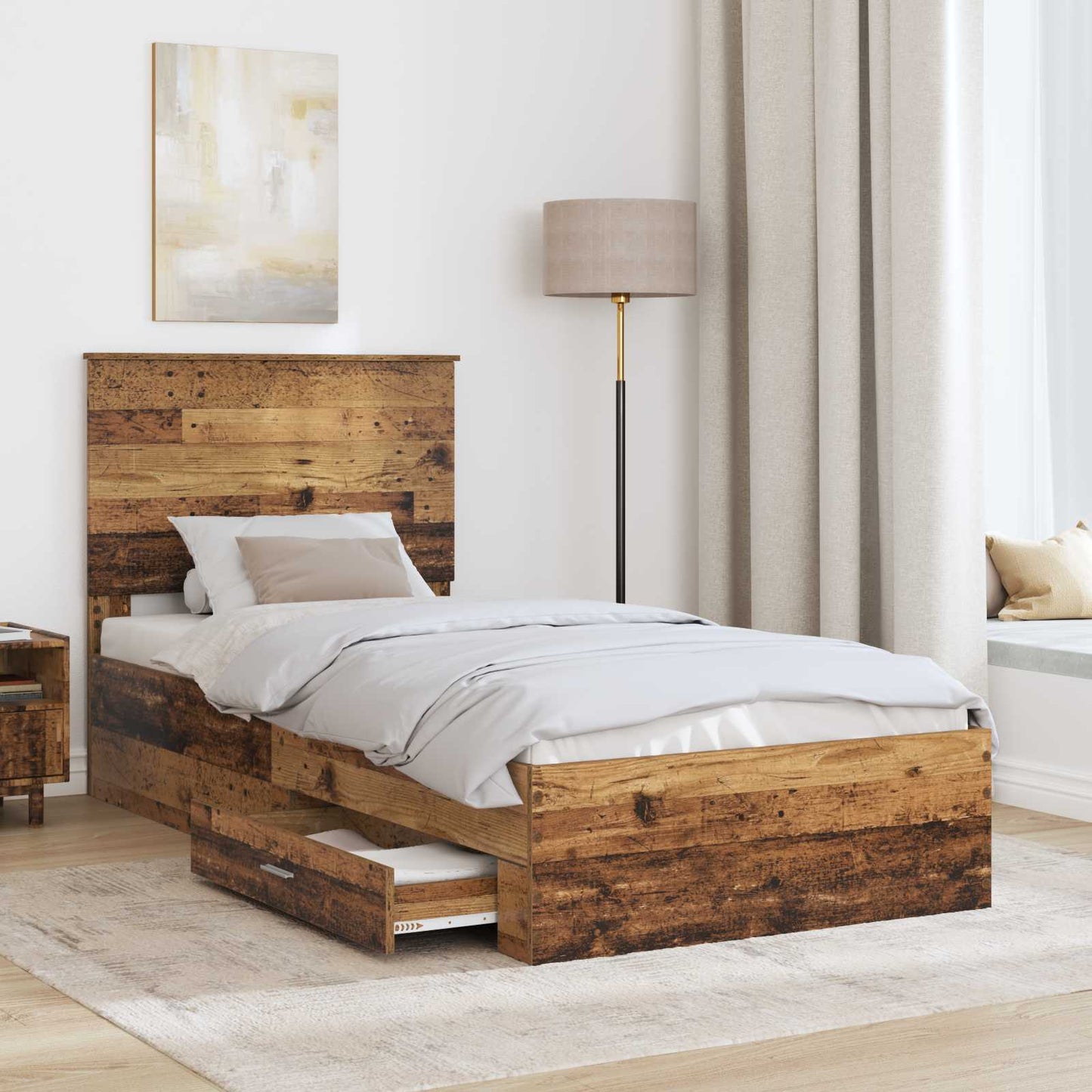 Bed Frame with Headboard Old Wood 90 x 190 cm Engineered Wood