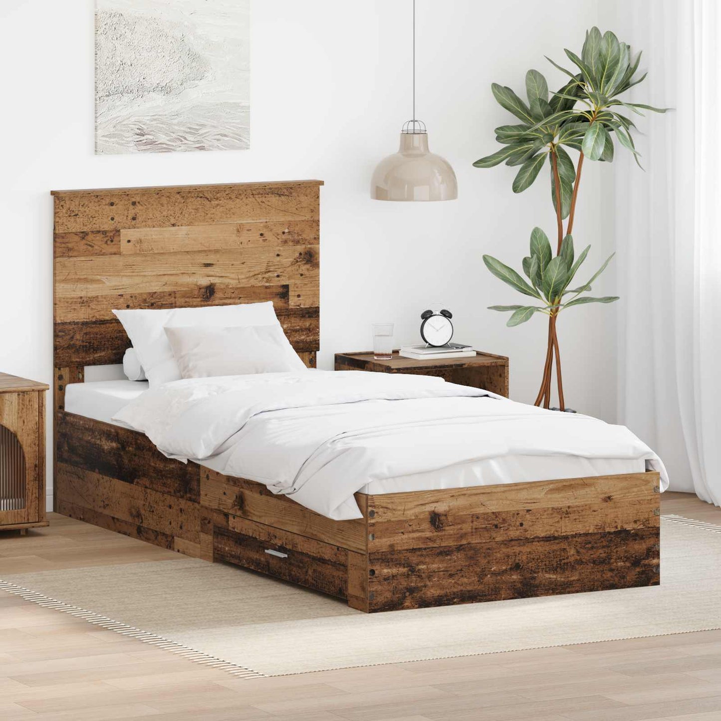 Bed Frame with Headboard Old Wood 90 x 200 cm Engineered Wood