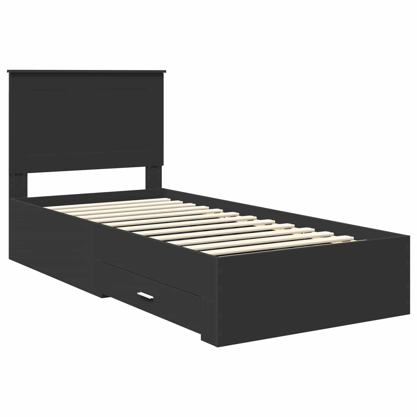 Bed Frame Black and Silver 75 x 190 cm Engineered Wood