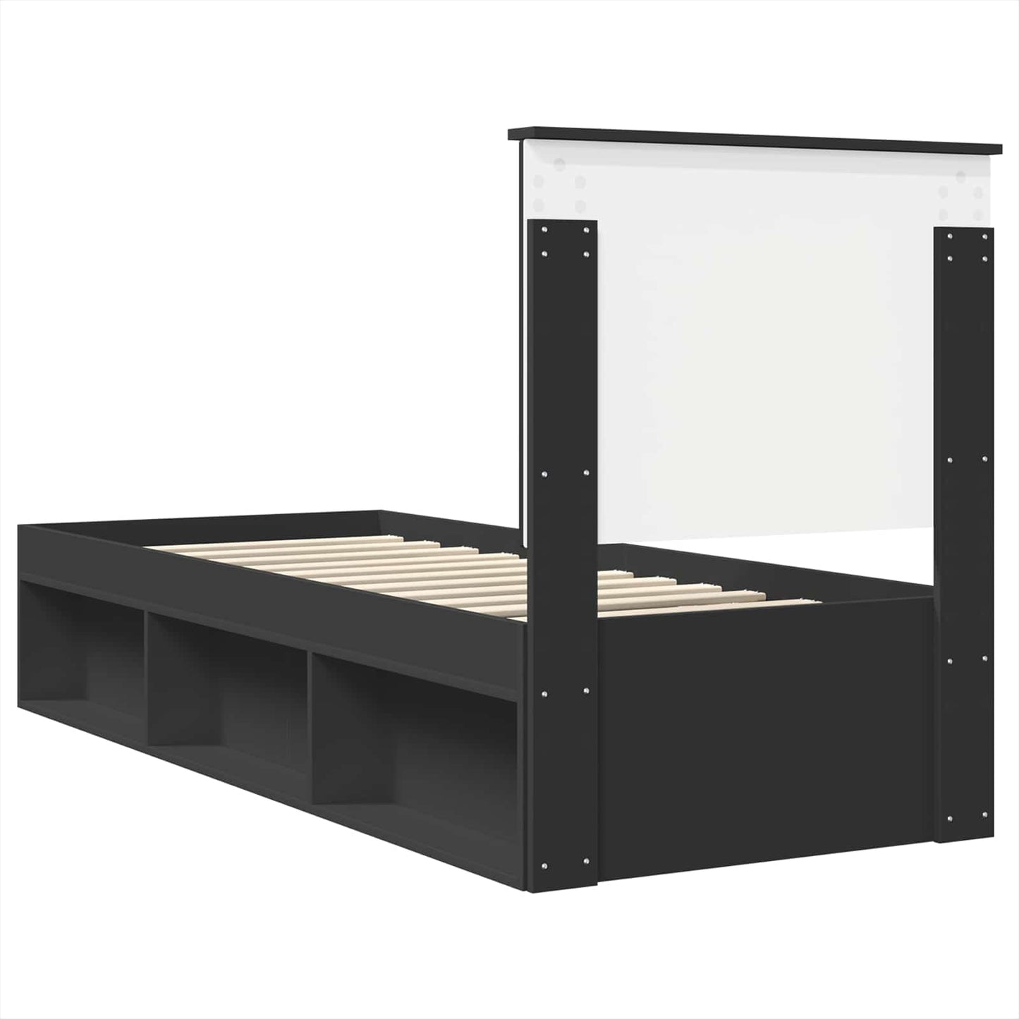 Bed Frame Black and Silver 75 x 190 cm Engineered Wood