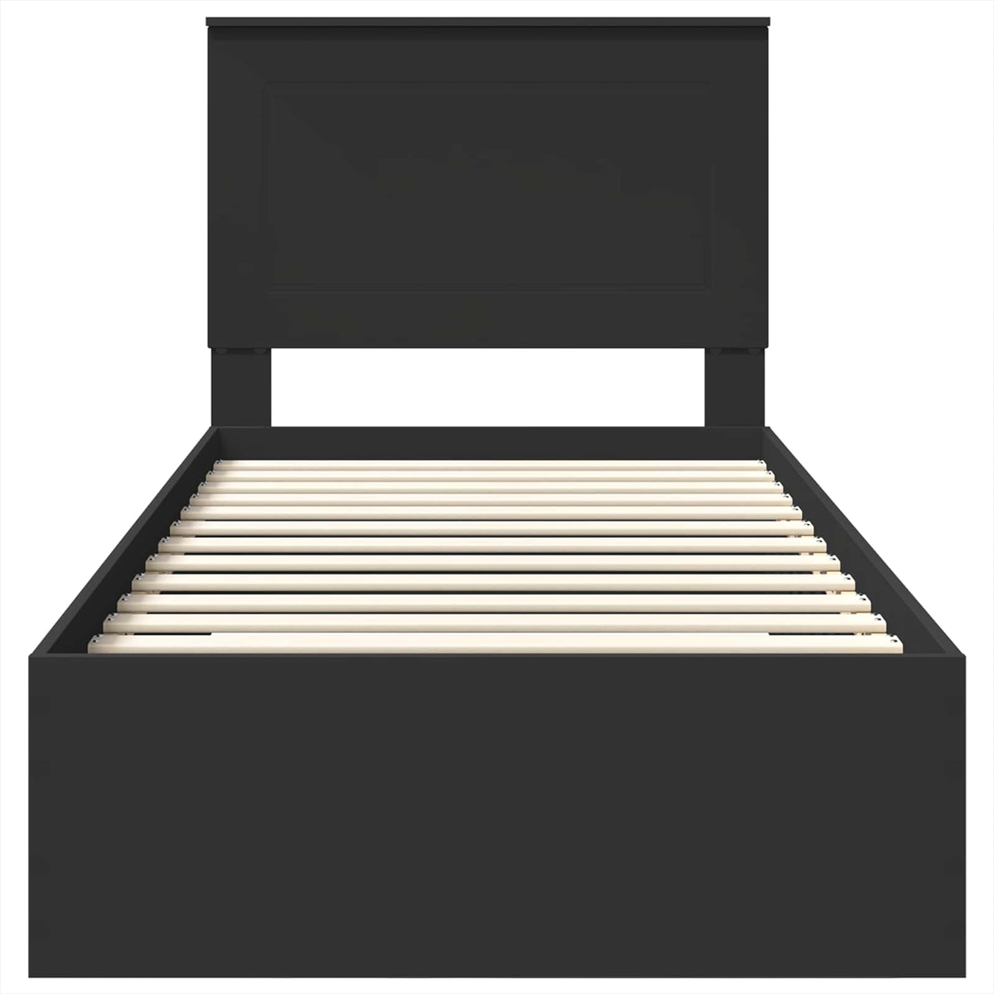 Bed Frame Black and Silver 75 x 190 cm Engineered Wood