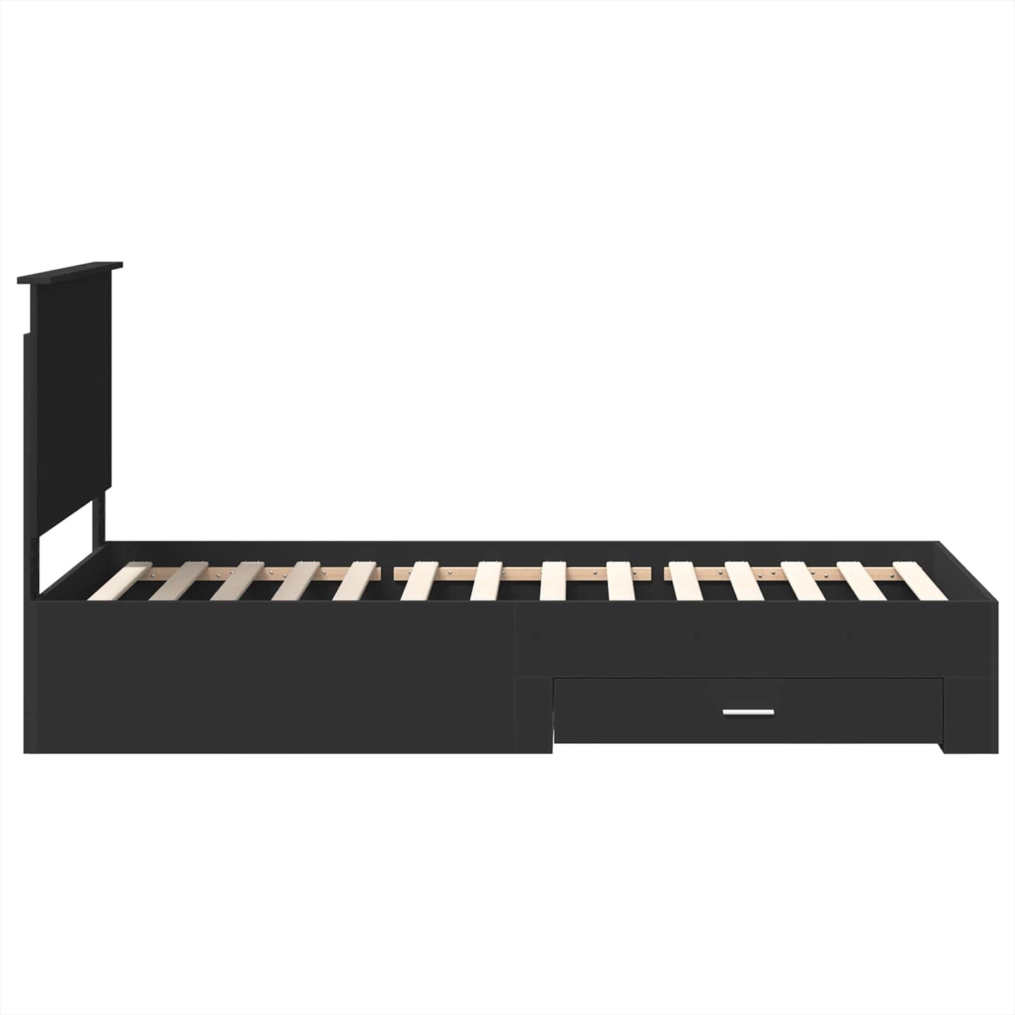 Bed Frame Black and Silver 75 x 190 cm Engineered Wood