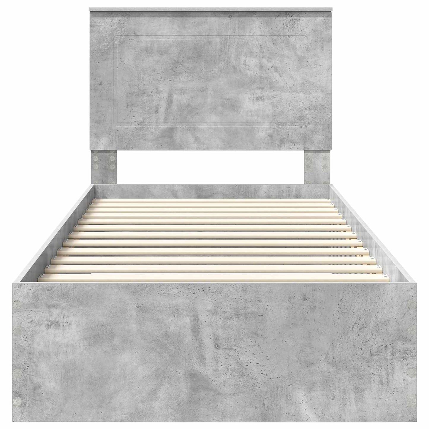 Bed Frame Concrete Grey and Silver 75 x 190 cm Engineered Wood