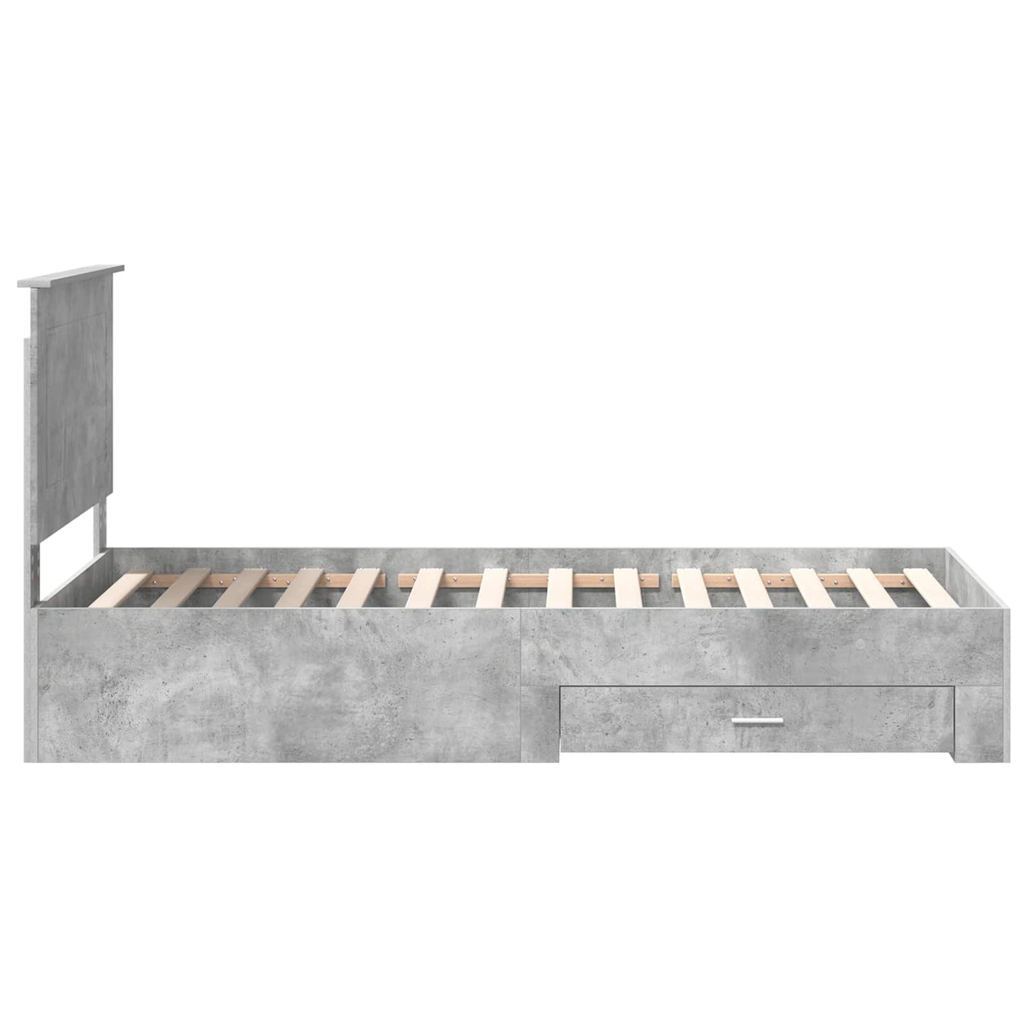 Bed Frame Concrete Grey and Silver 75 x 190 cm Engineered Wood